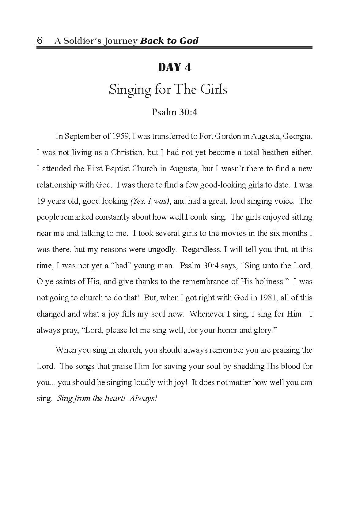 A Soldier's Journey Back To God (FREE)