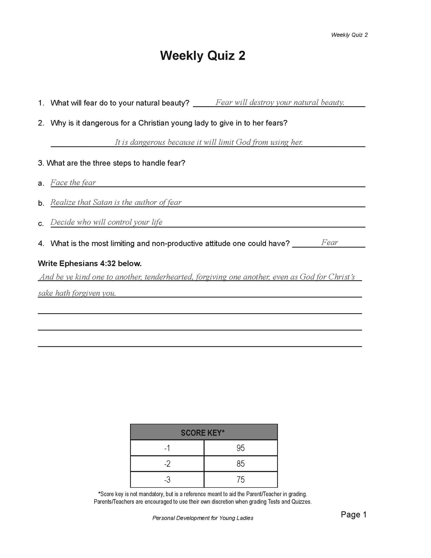 Personal Development For Young Ladies