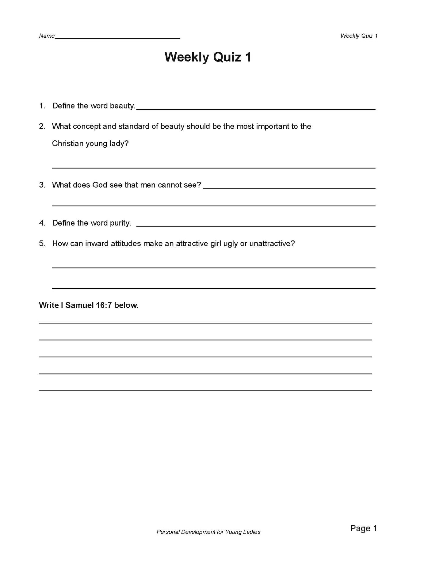 Personal Development For Young Ladies