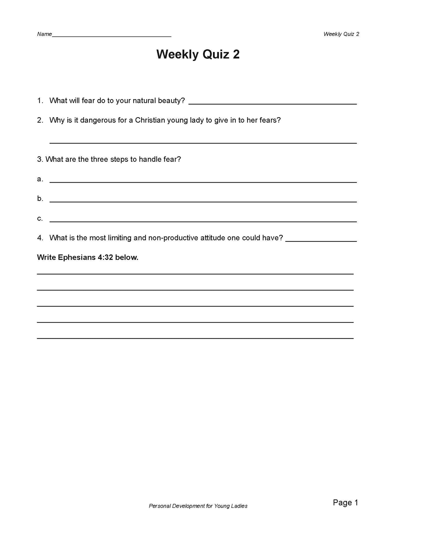 Personal Development For Young Ladies