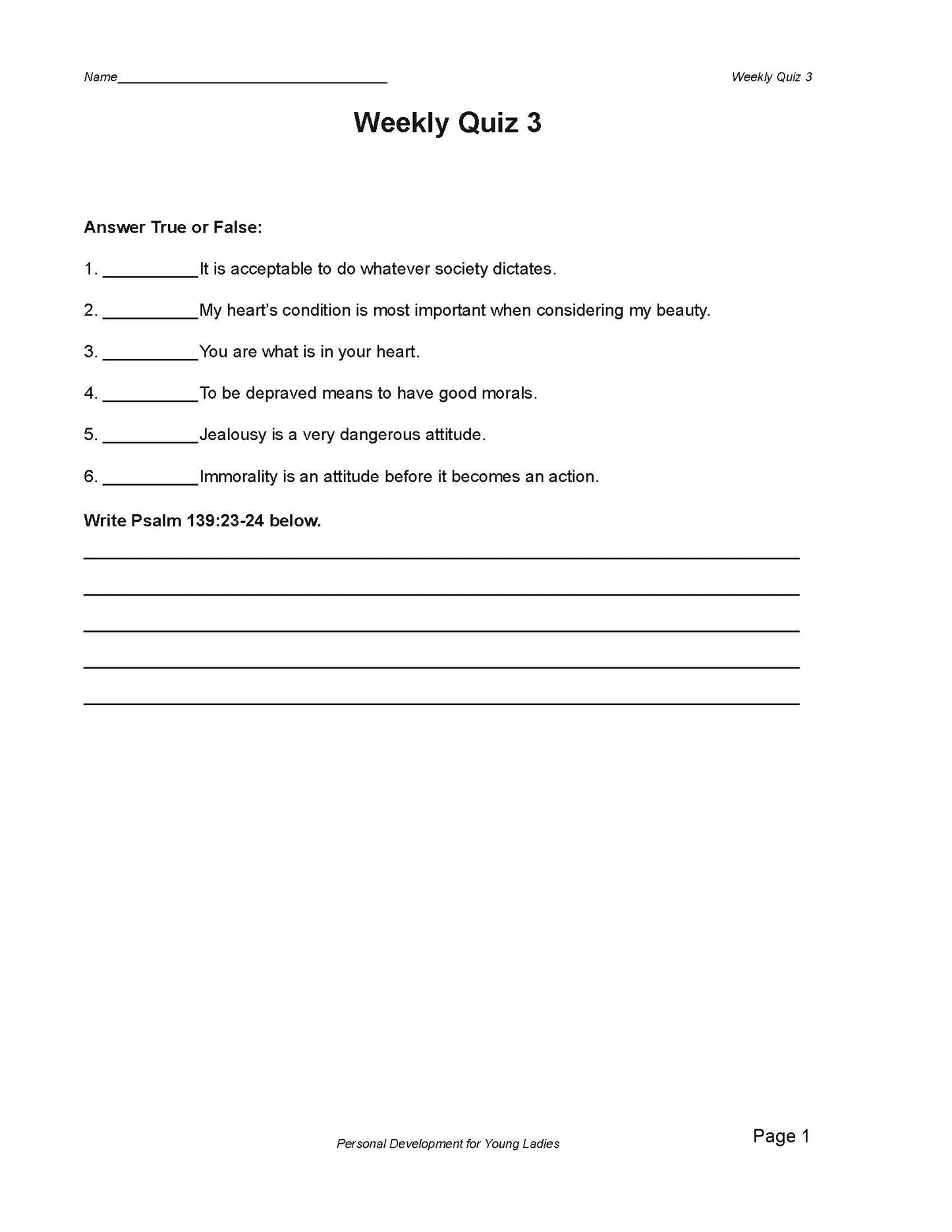 Personal Development For Young Ladies