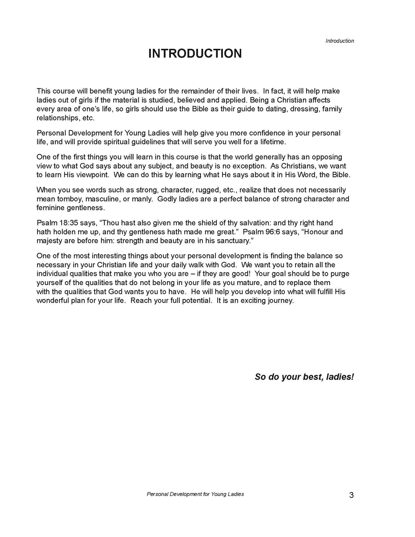 Personal Development For Young Ladies