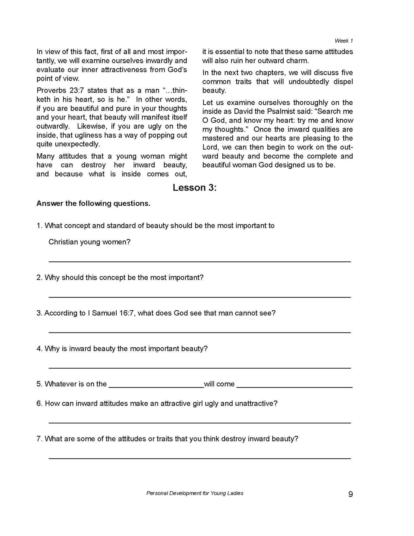 Personal Development For Young Ladies