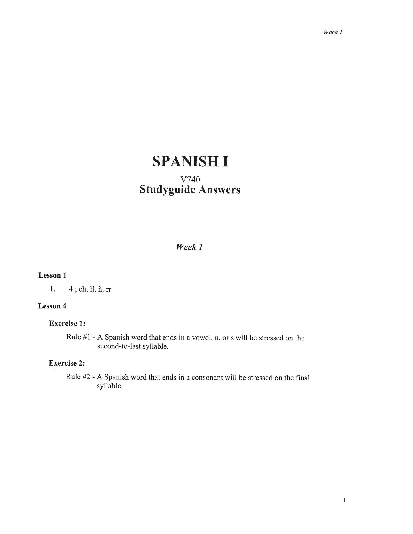 Spanish I