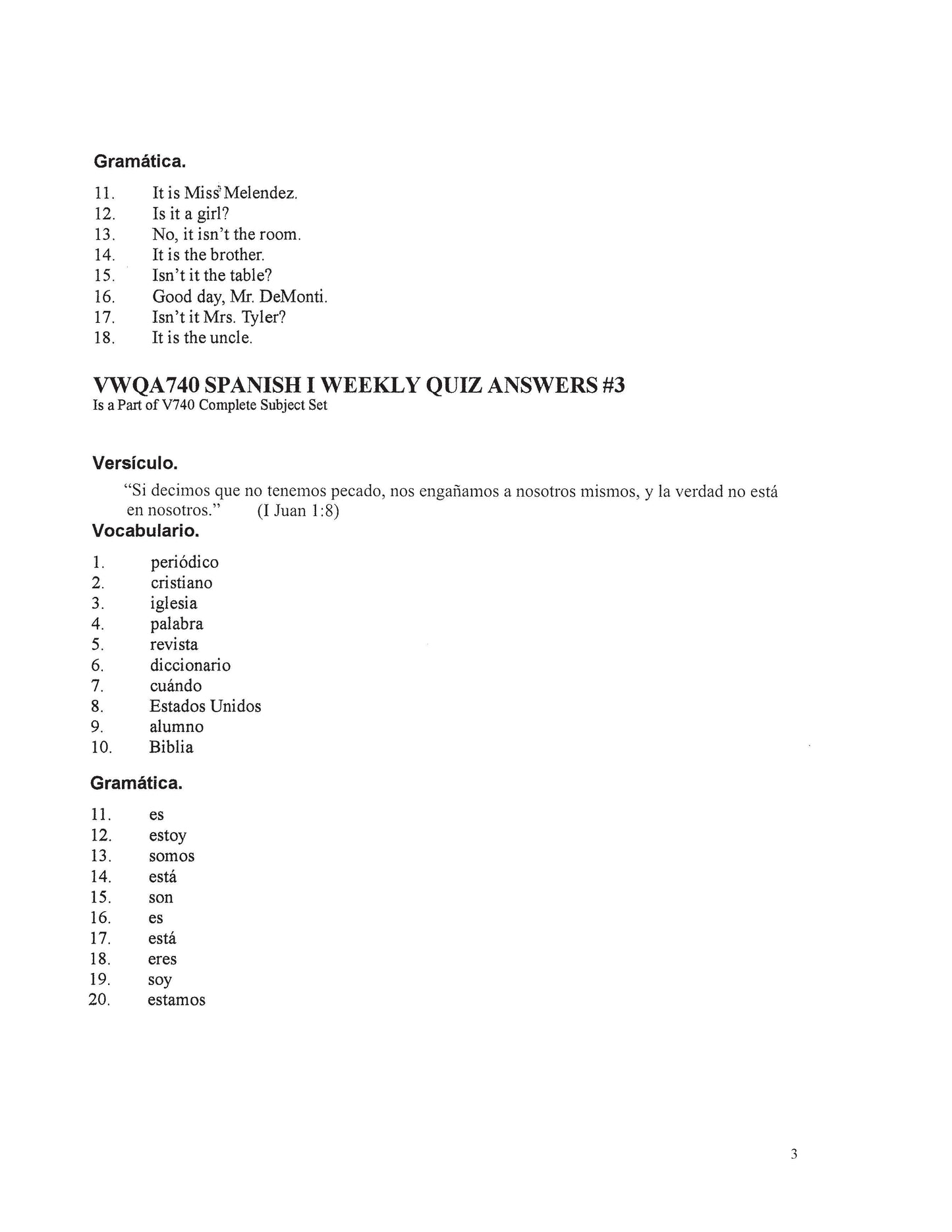 Spanish I