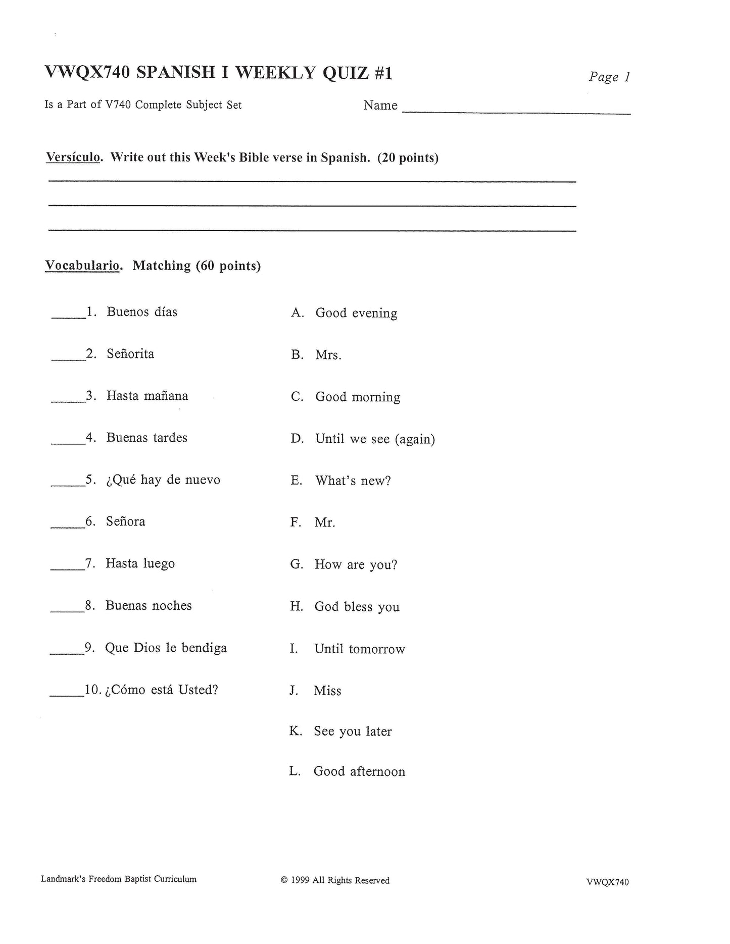 Spanish I