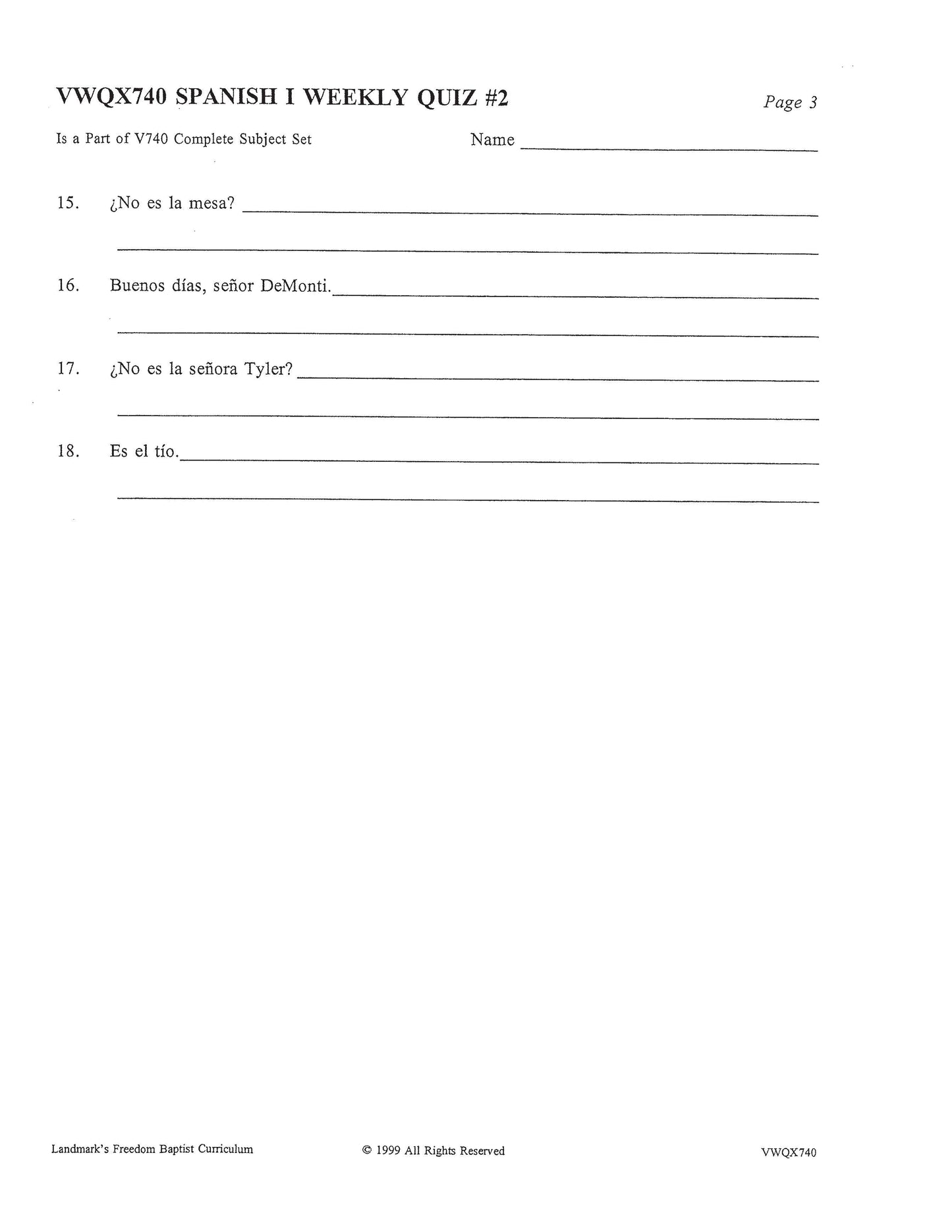 Spanish I
