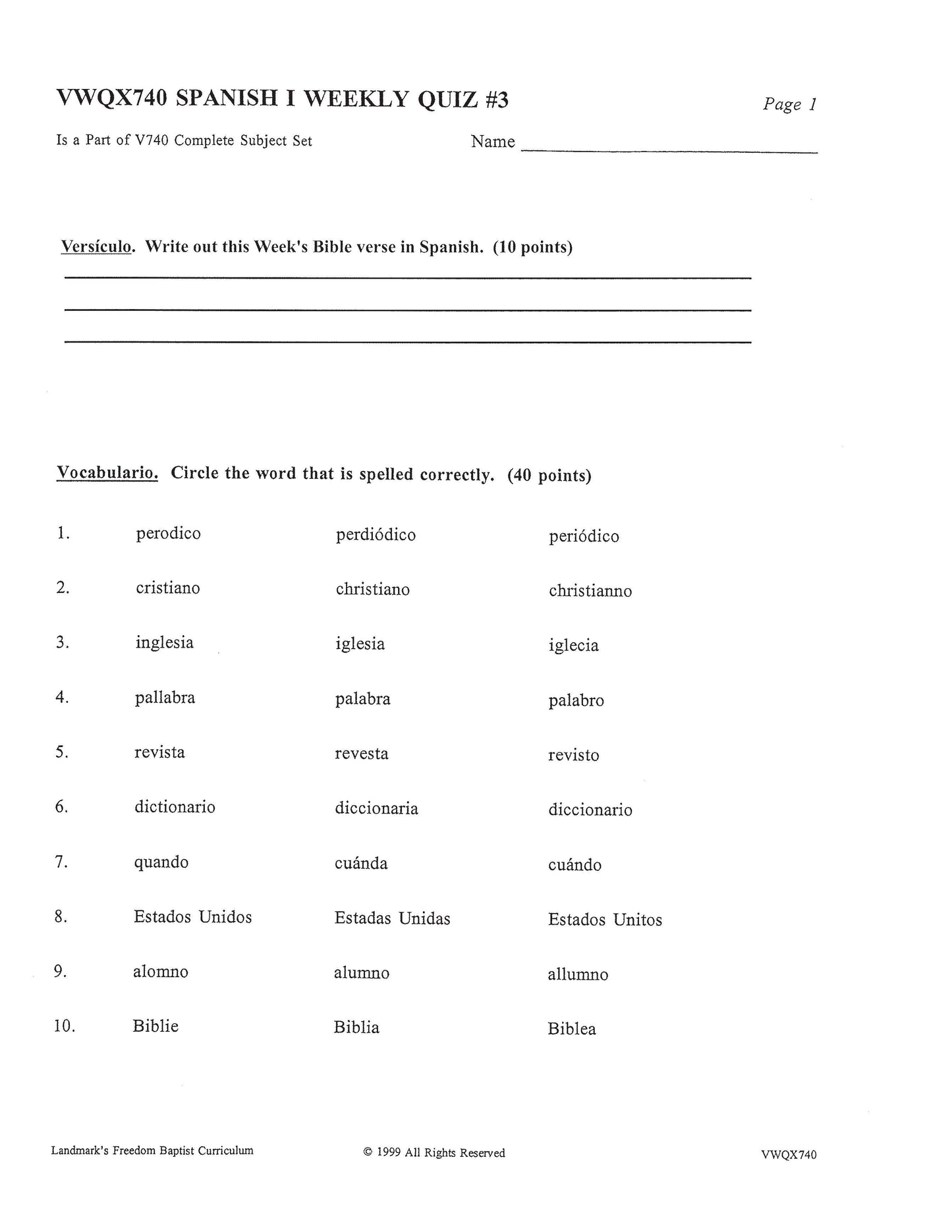 Spanish I