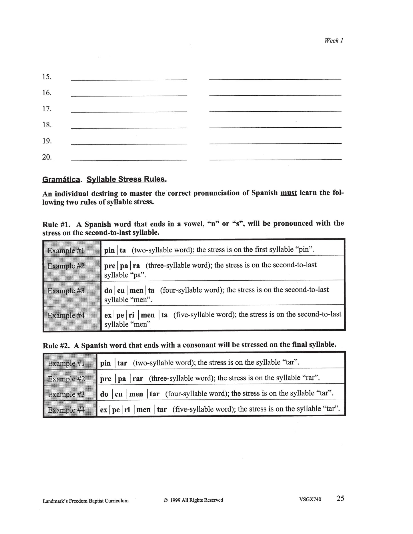 Spanish I