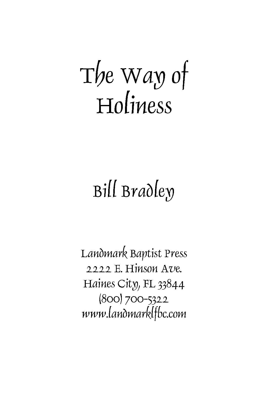 The Way of Holiness