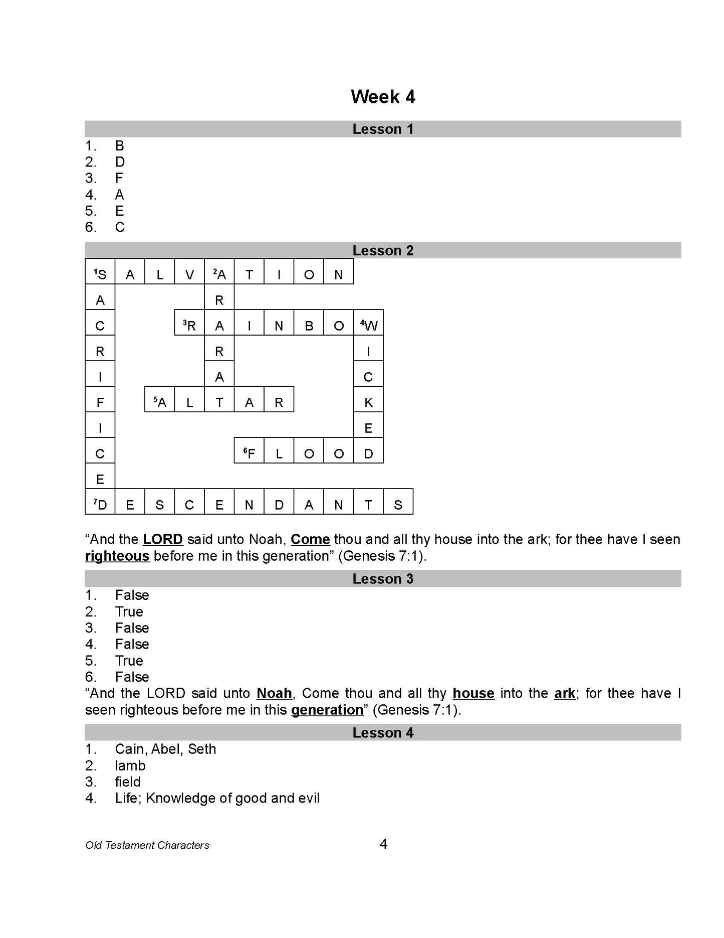 Bible Grade 01 - Old Testament Characters