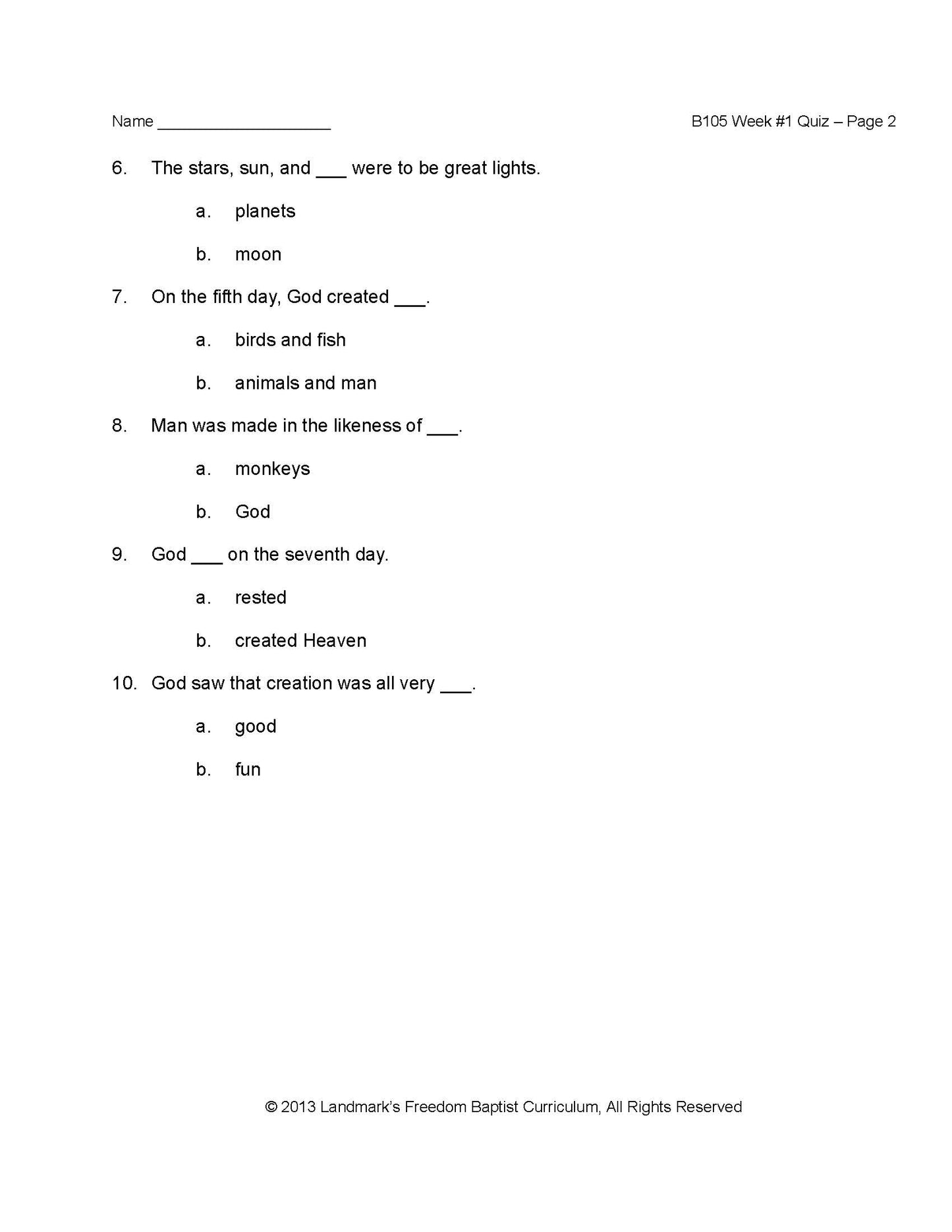 Bible Grade 01 - Old Testament Characters