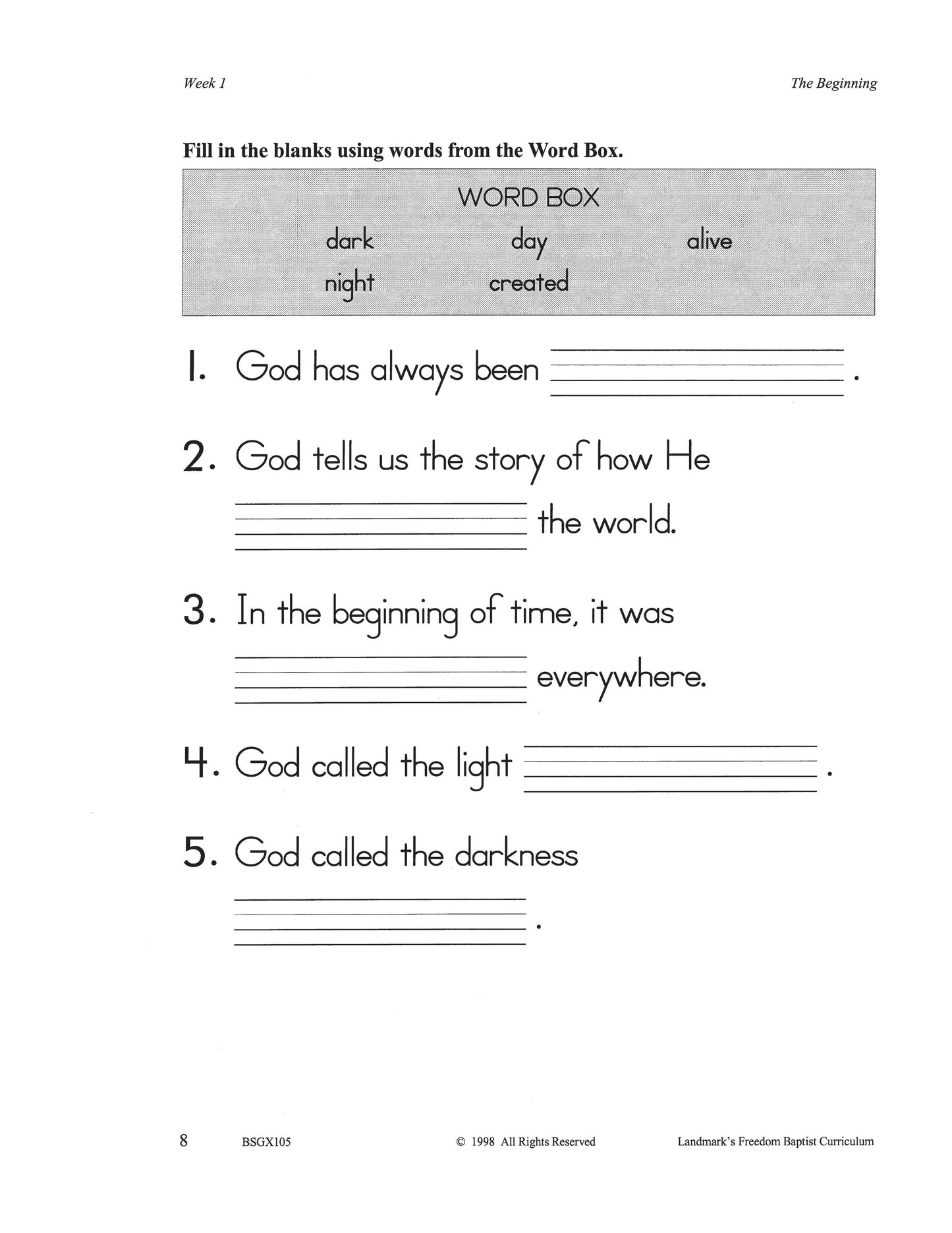 Bible Grade 01 - Old Testament Characters