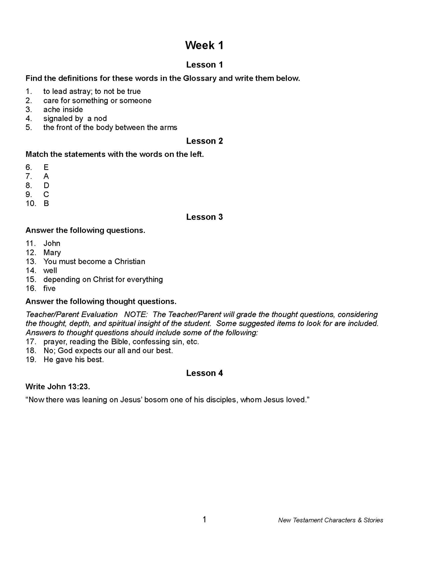 Bible Grade 03 - New Testament Characters
