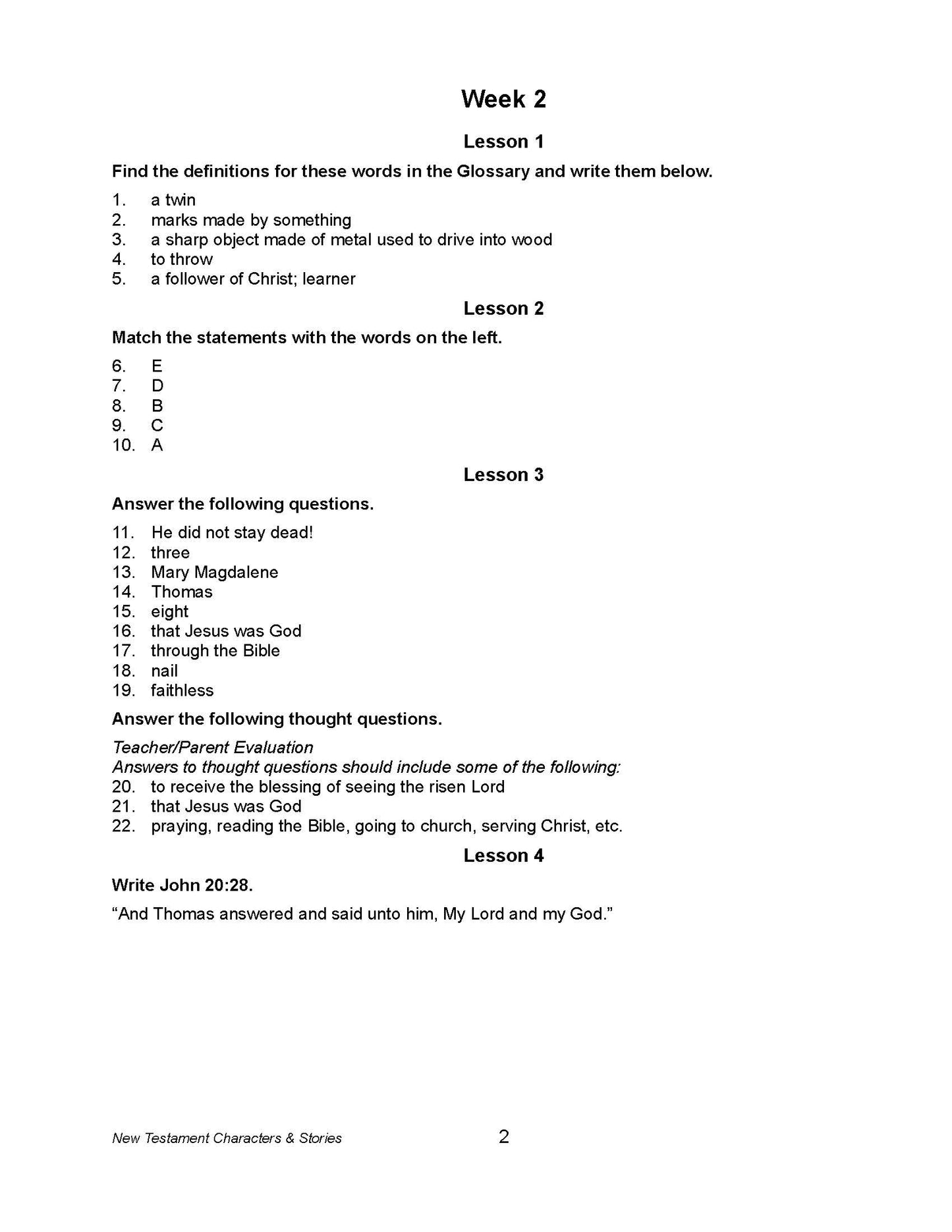 Bible Grade 03 - New Testament Characters