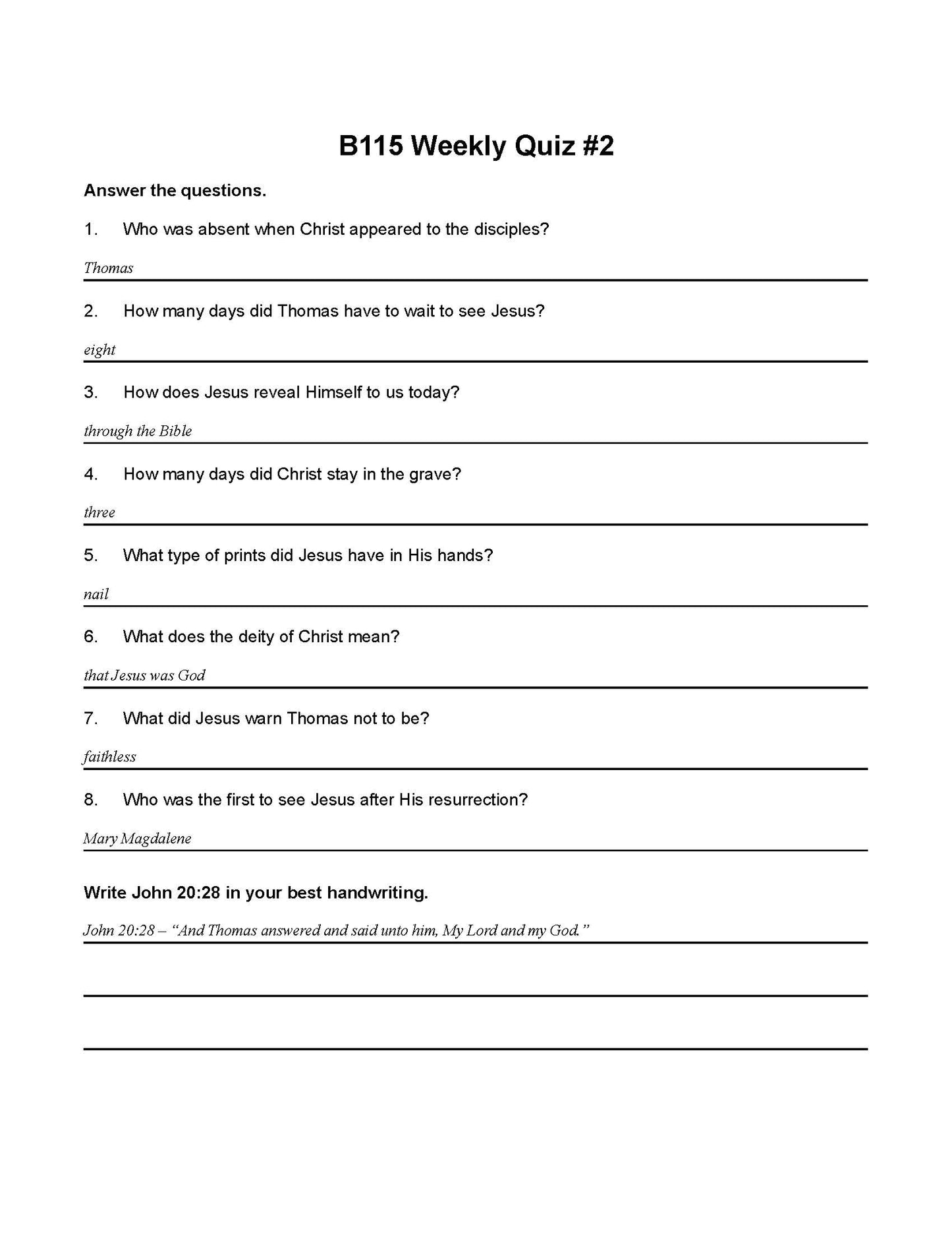 Bible Grade 03 - New Testament Characters