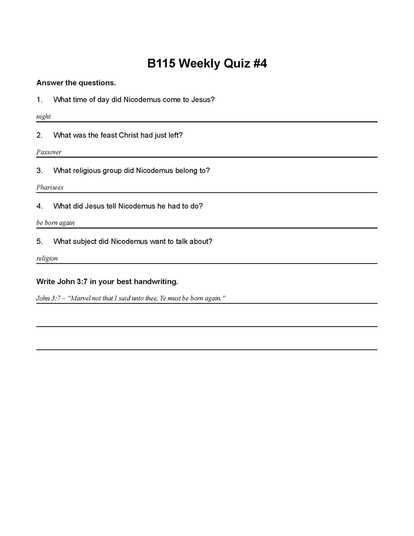 Bible Grade 03 - New Testament Characters