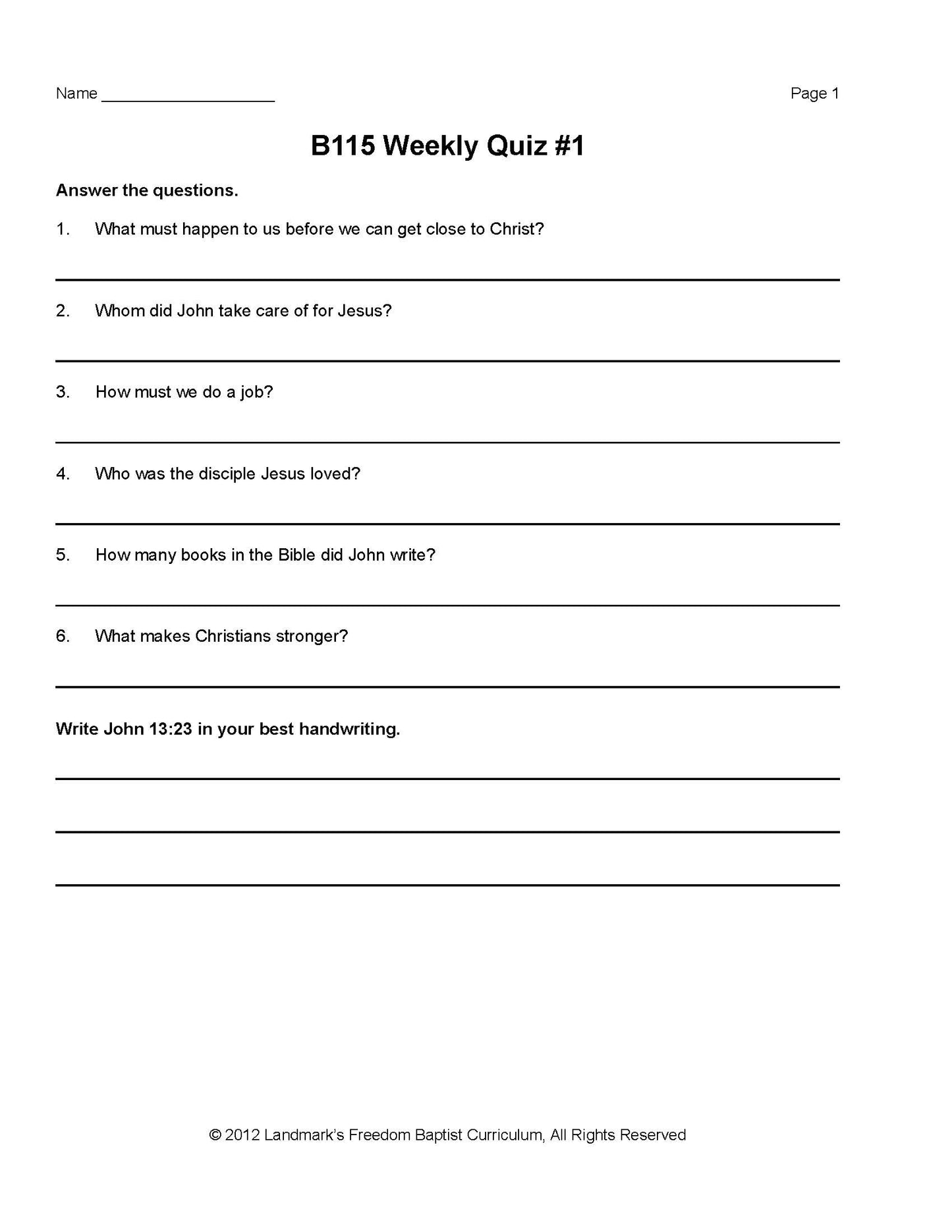 Bible Grade 03 - New Testament Characters
