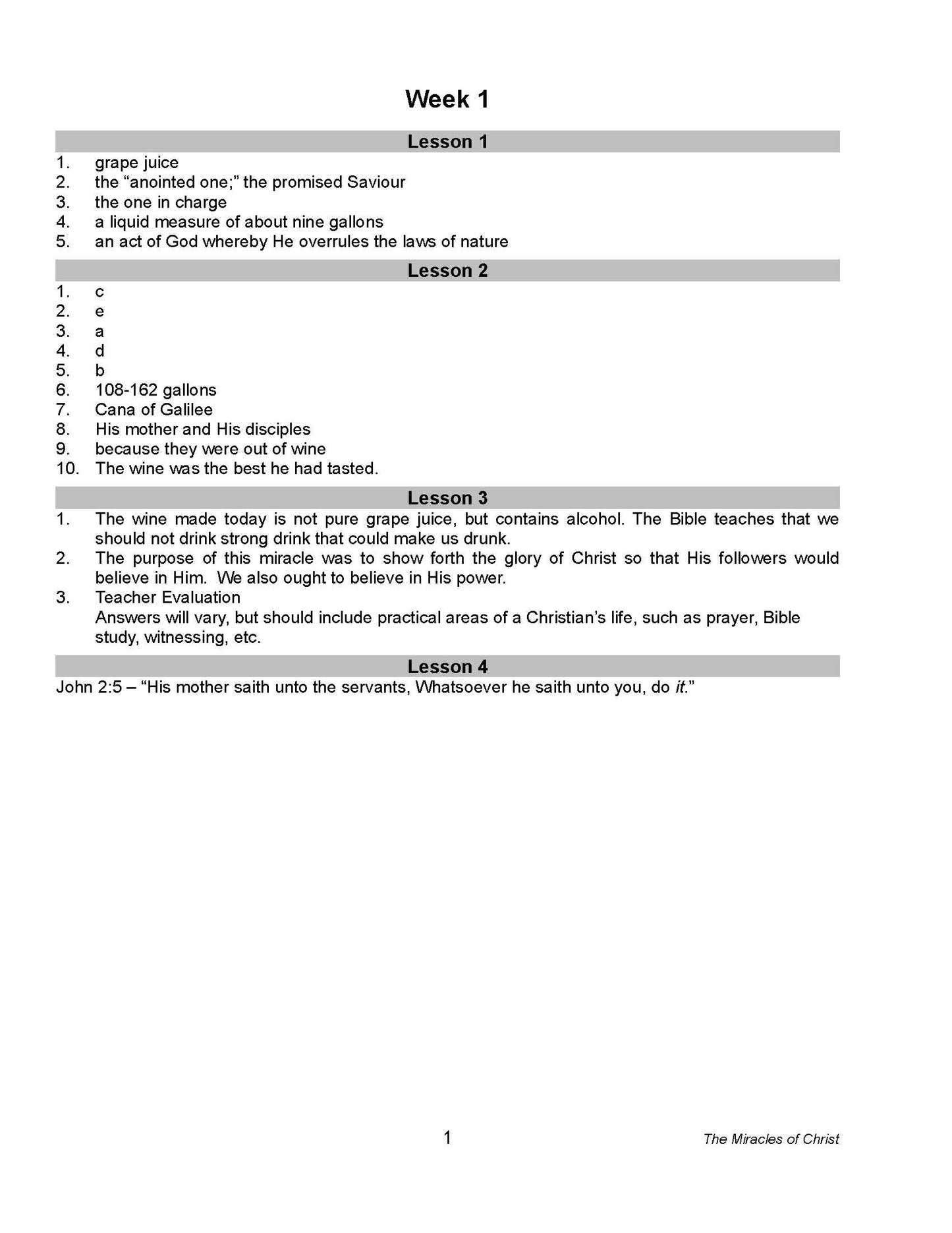 Bible Grade 04 - Miracles of Christ