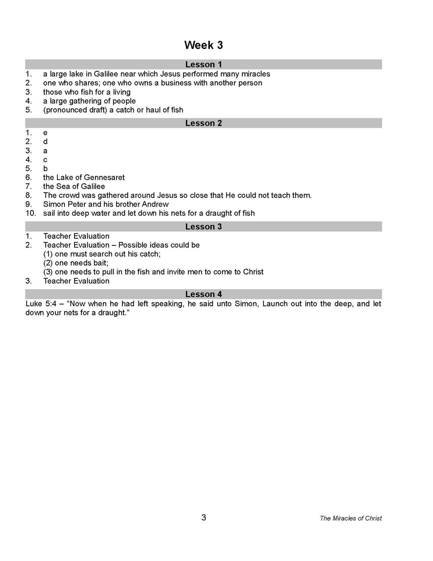 Bible Grade 04 - Miracles of Christ