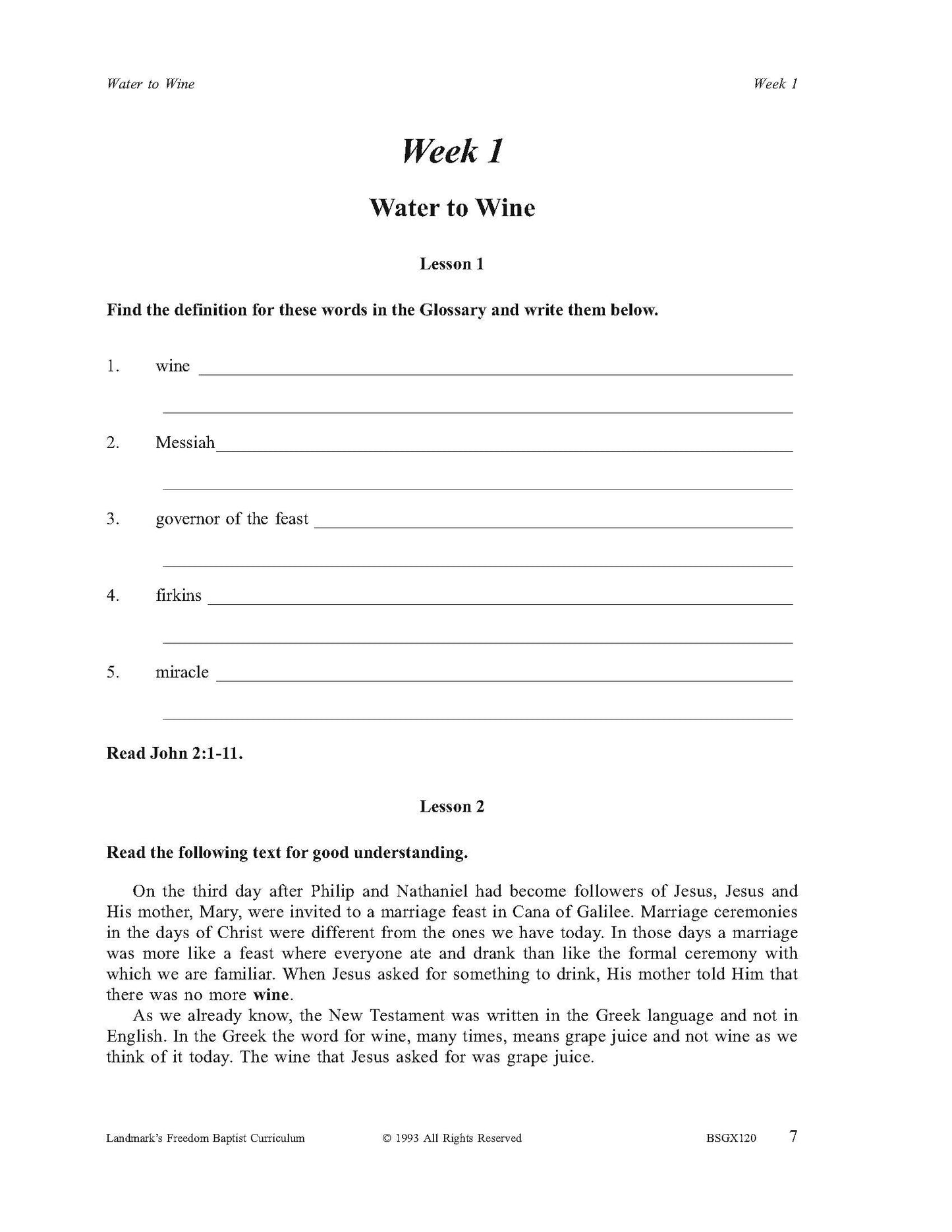Bible Grade 04 - Miracles of Christ