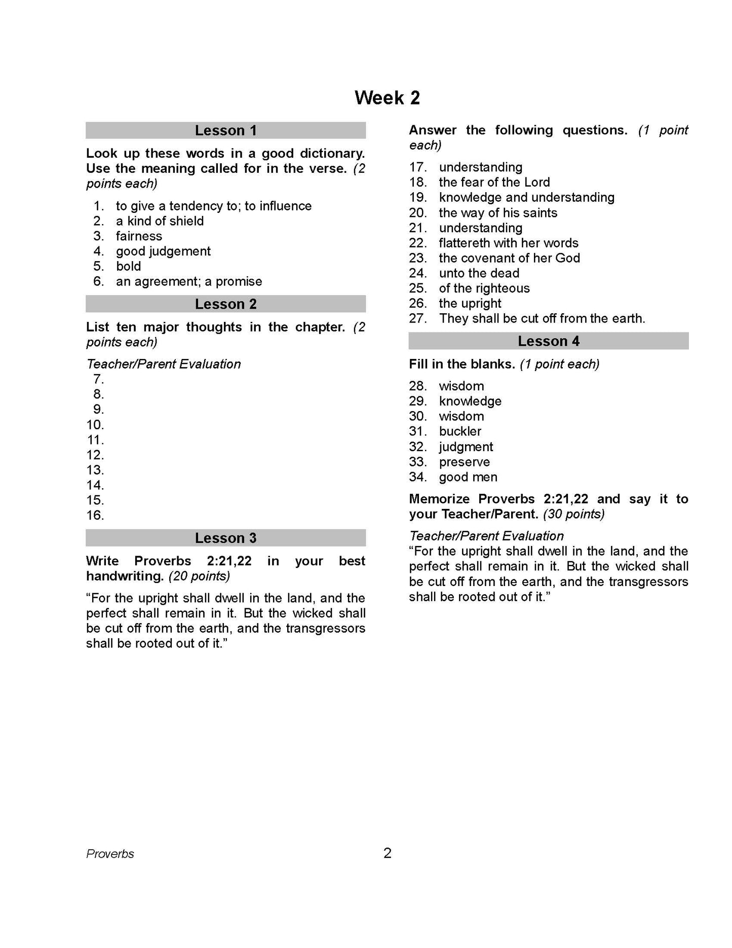Bible Grade 07 - Book of Proverbs