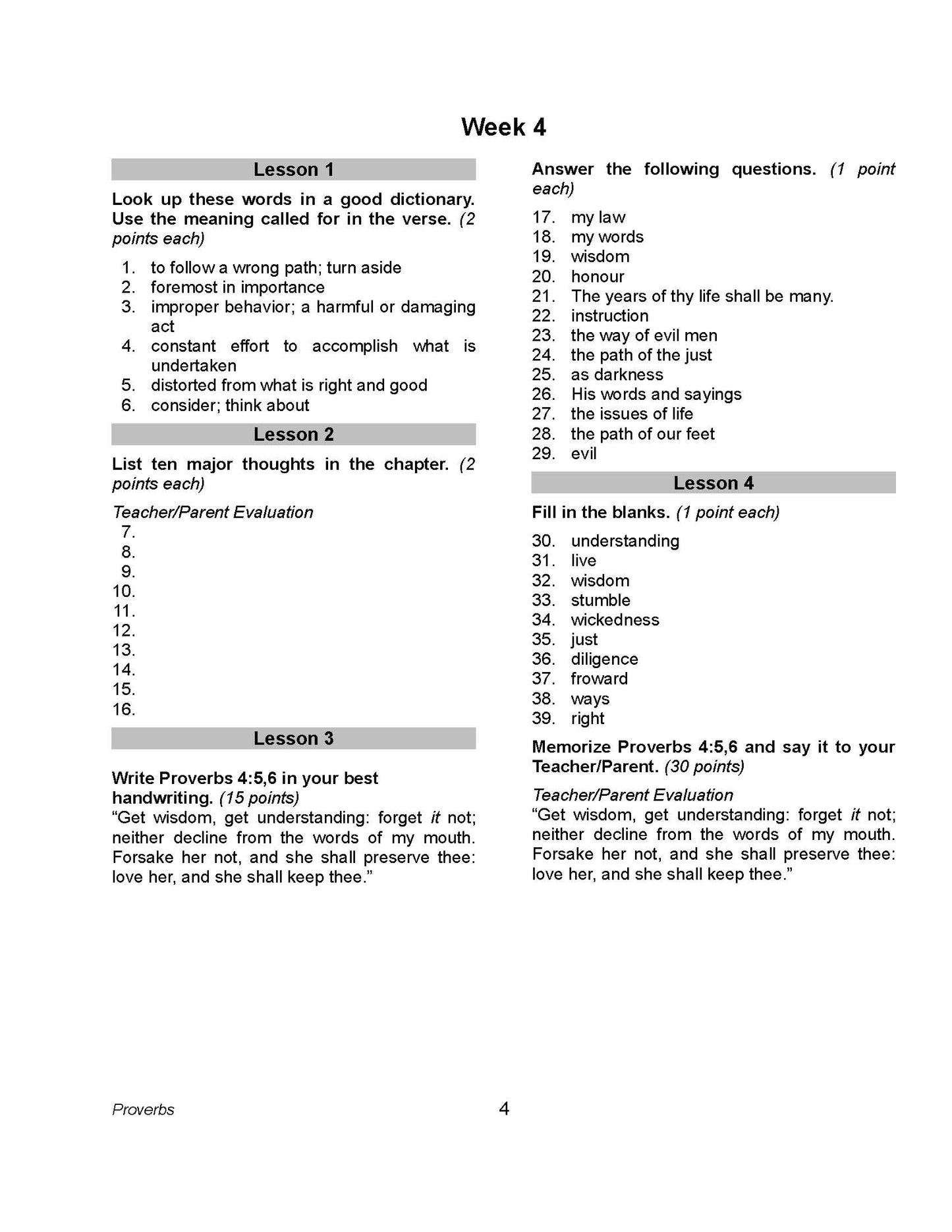 Bible Grade 07 - Book of Proverbs