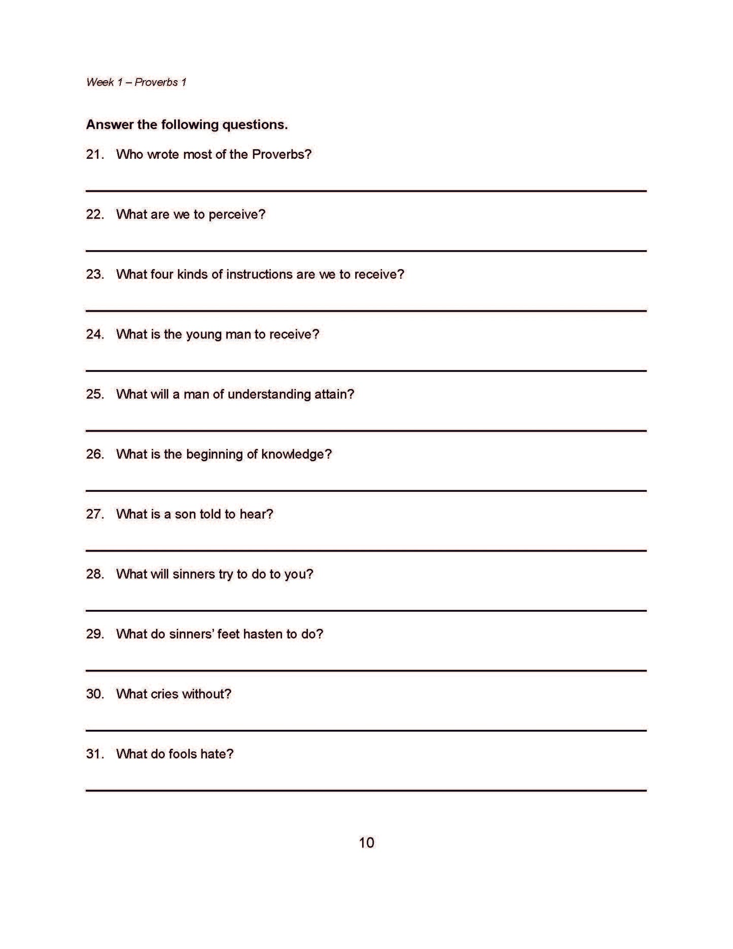 Bible Grade 07 - Book of Proverbs