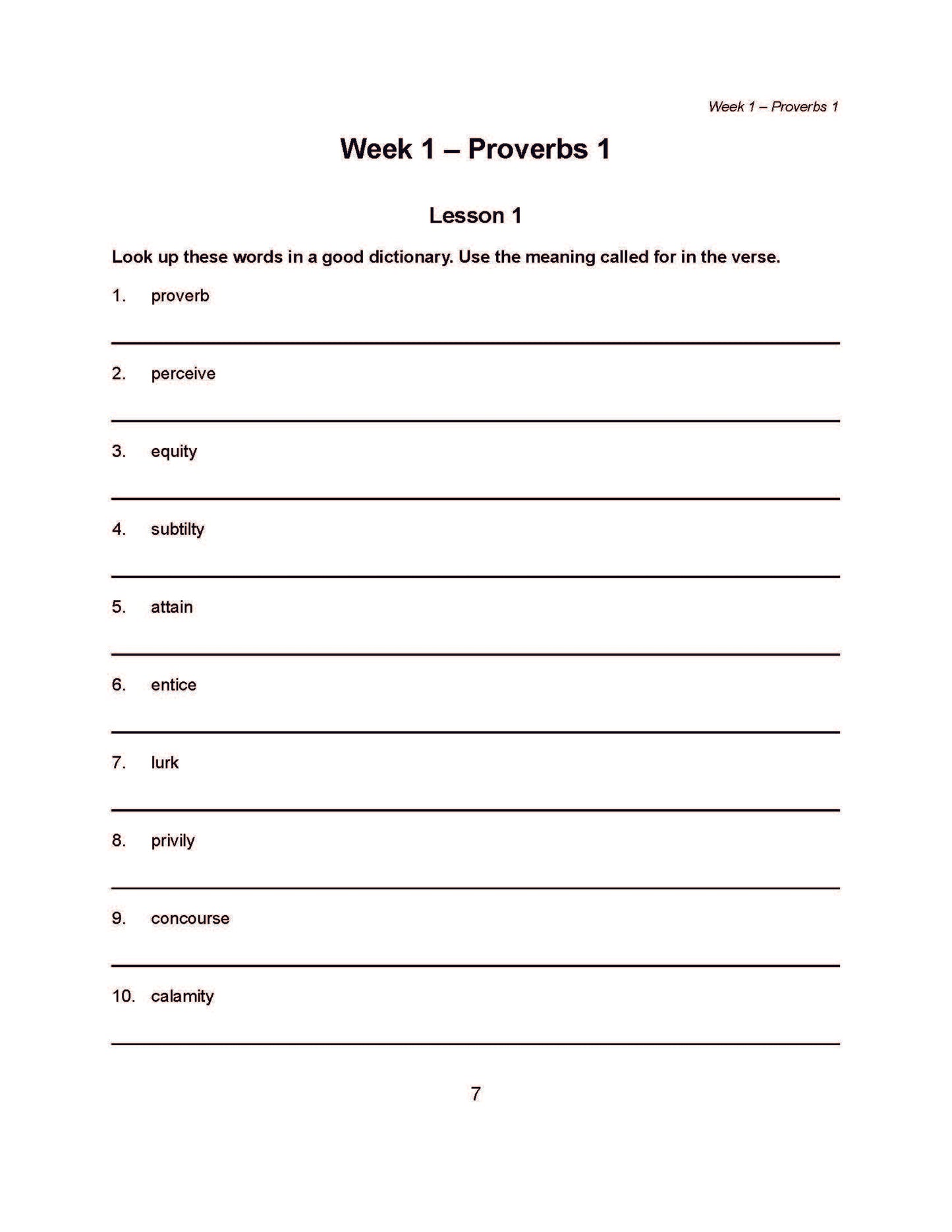 Bible Grade 07 - Book of Proverbs