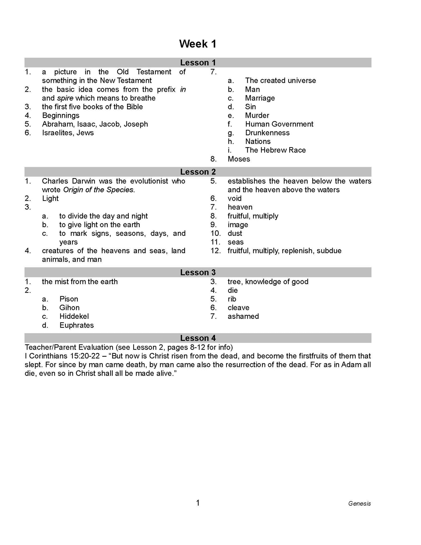 Bible Grade 08 - The Book of Genesis