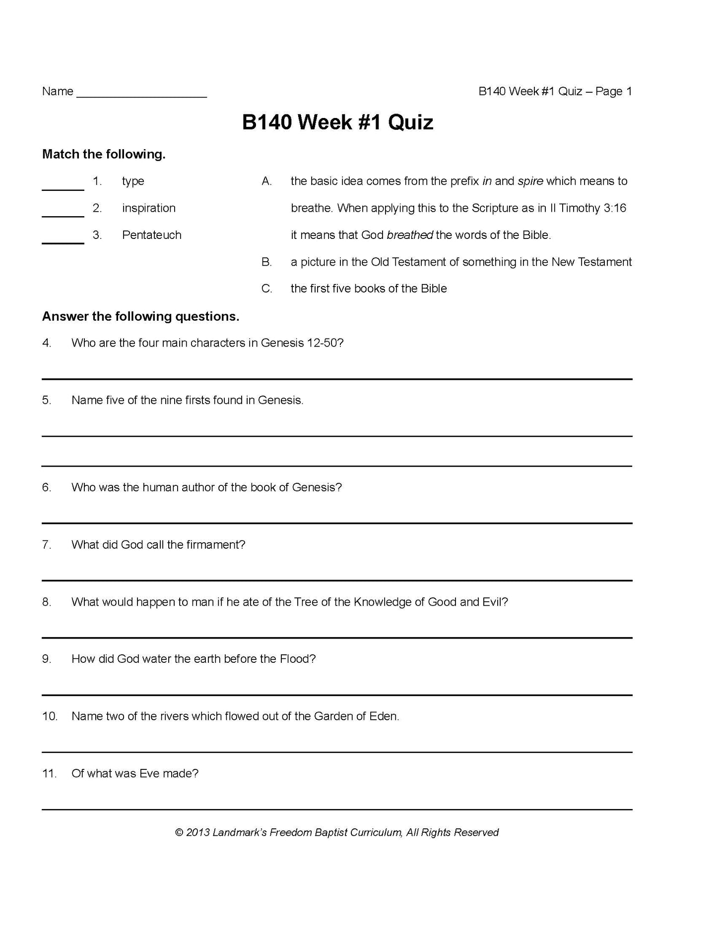Bible Grade 08 - The Book of Genesis