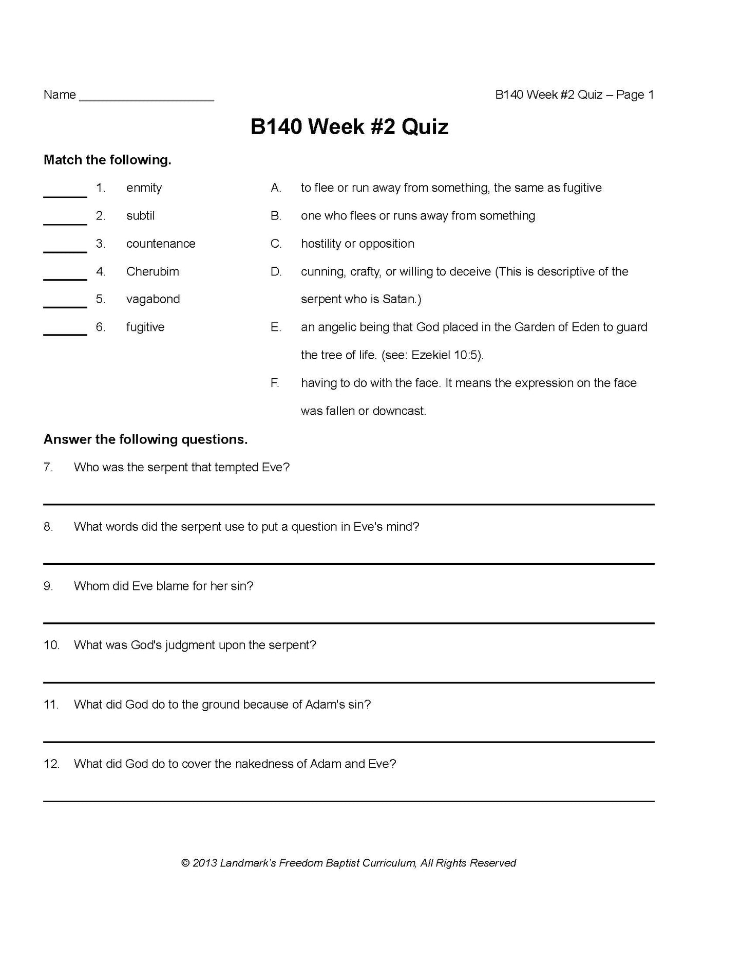 Bible Grade 08 - The Book of Genesis