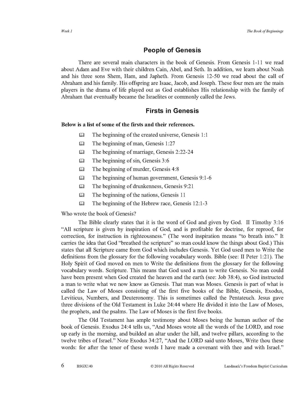 Bible Grade 08 - The Book of Genesis – Landmark's Freedom Baptist ...