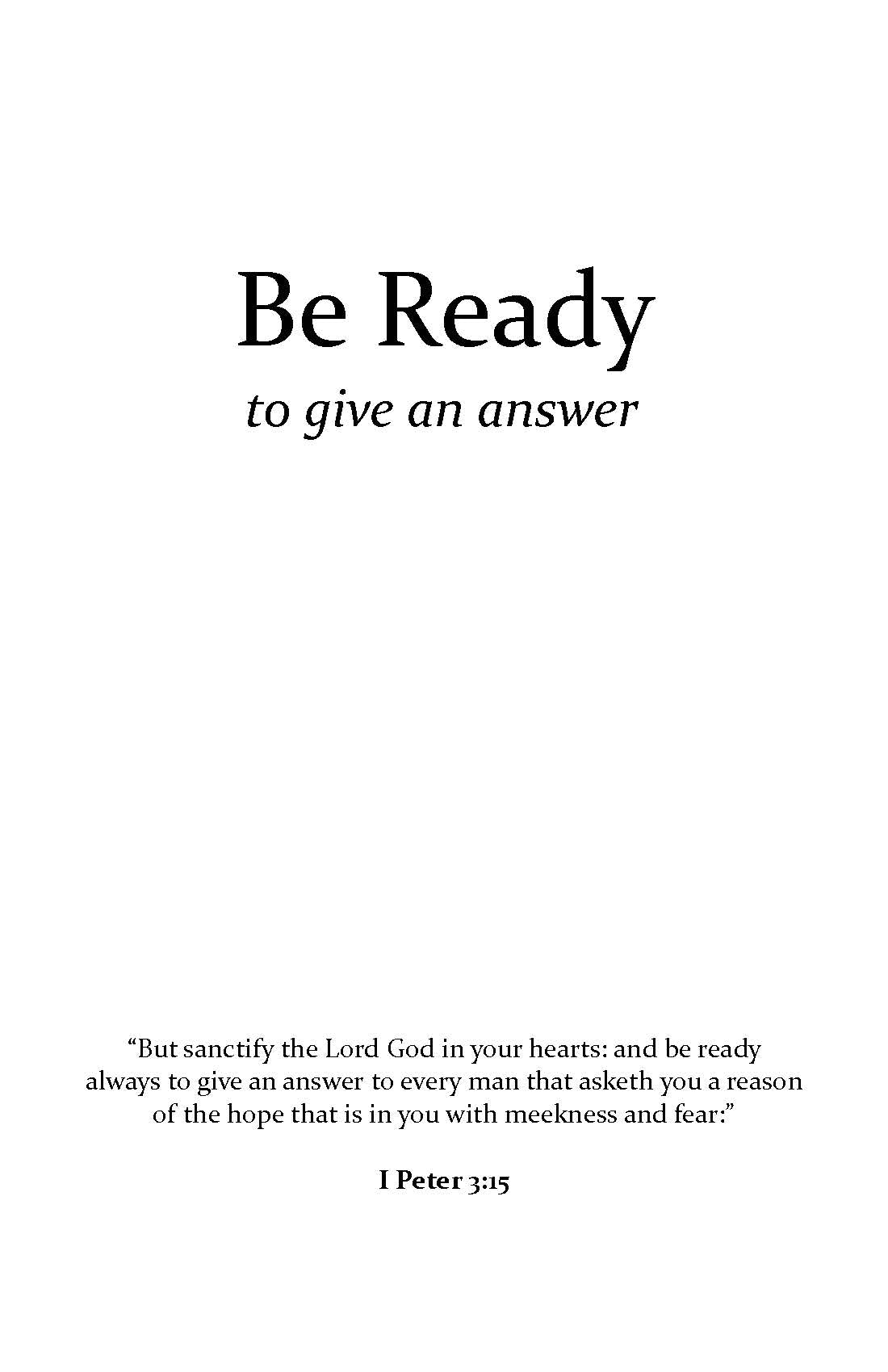 Be Ready To Give An Answer (Free)