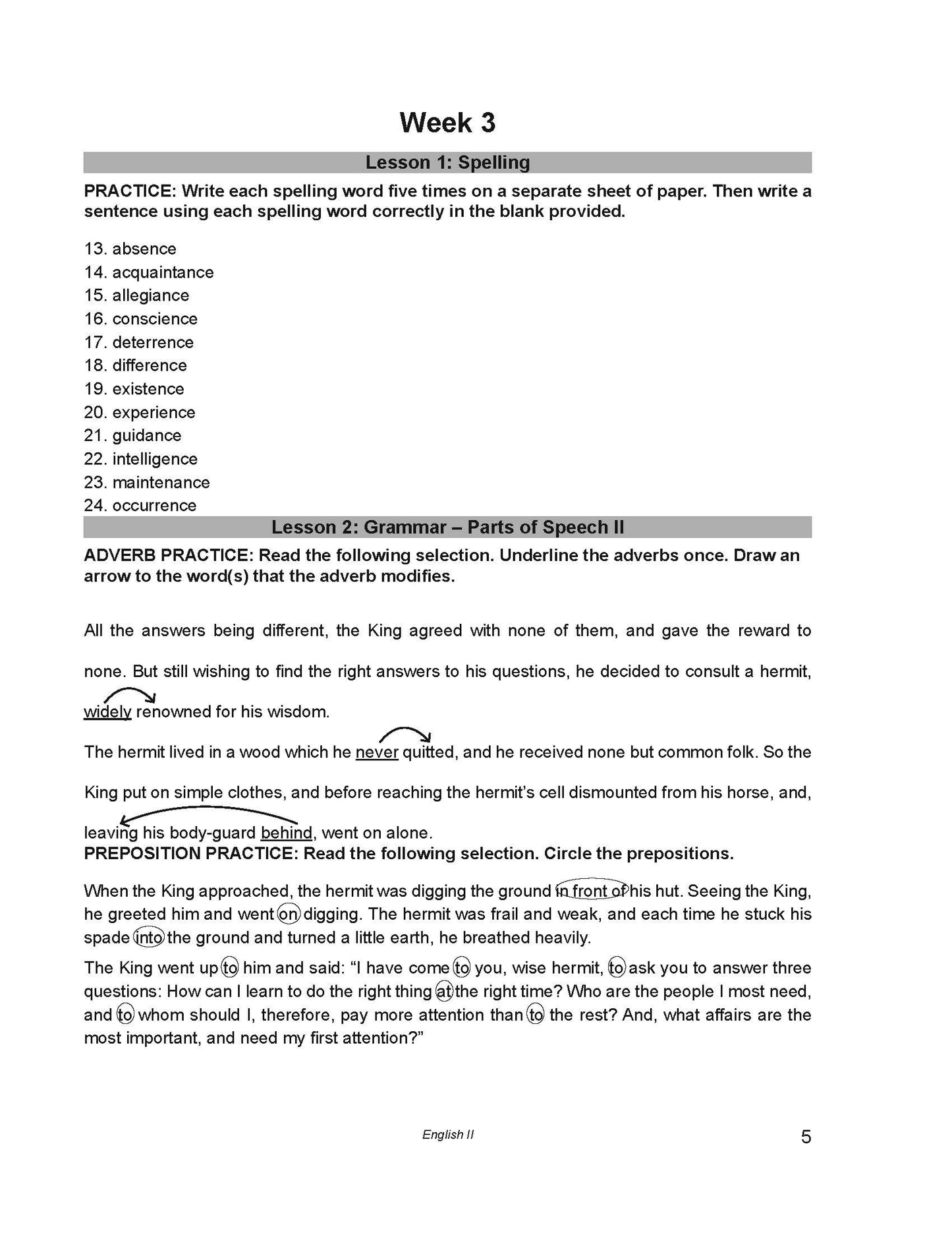 English Grade 10 - English Grammar and Composition II