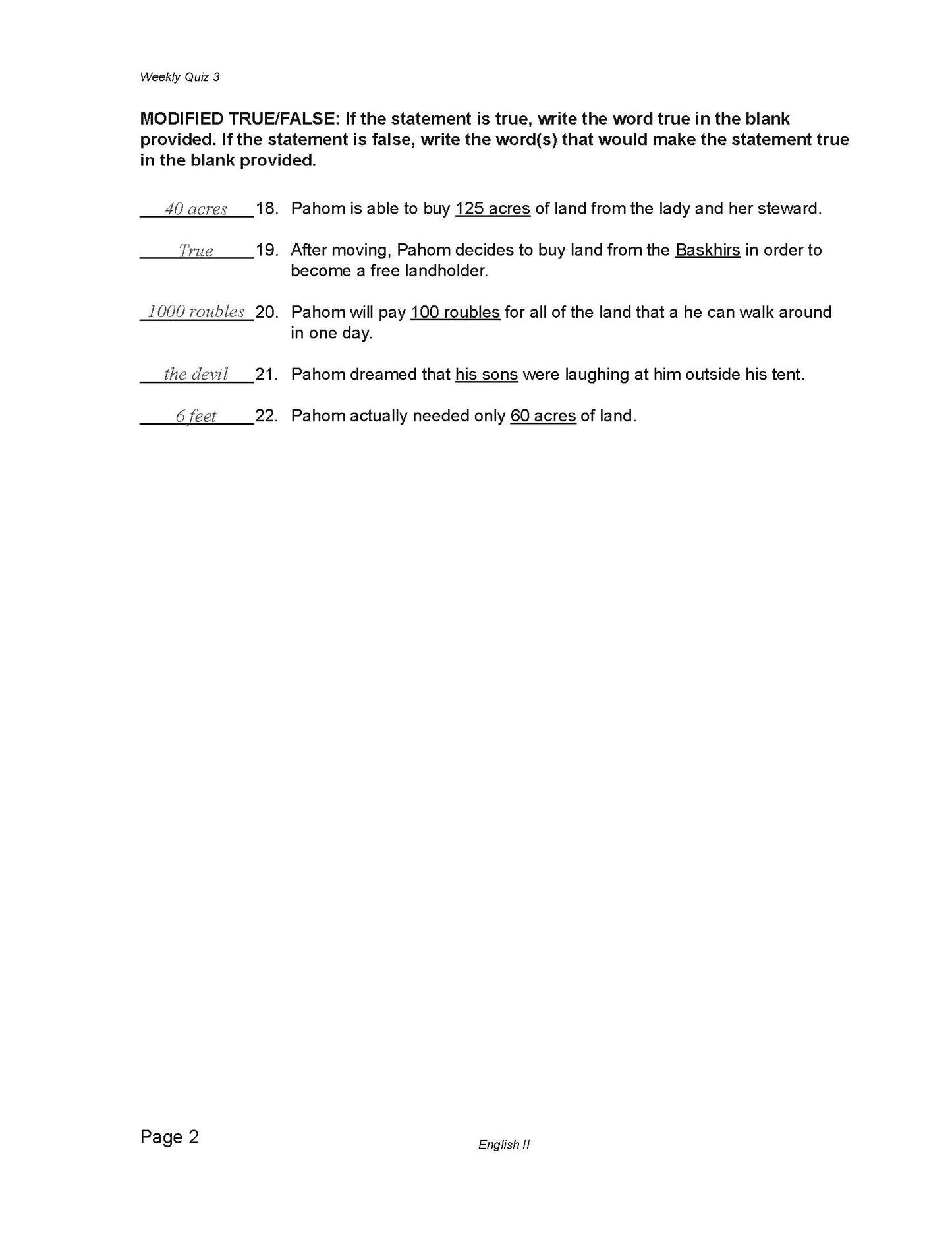 English Grade 10 - English Grammar and Composition II