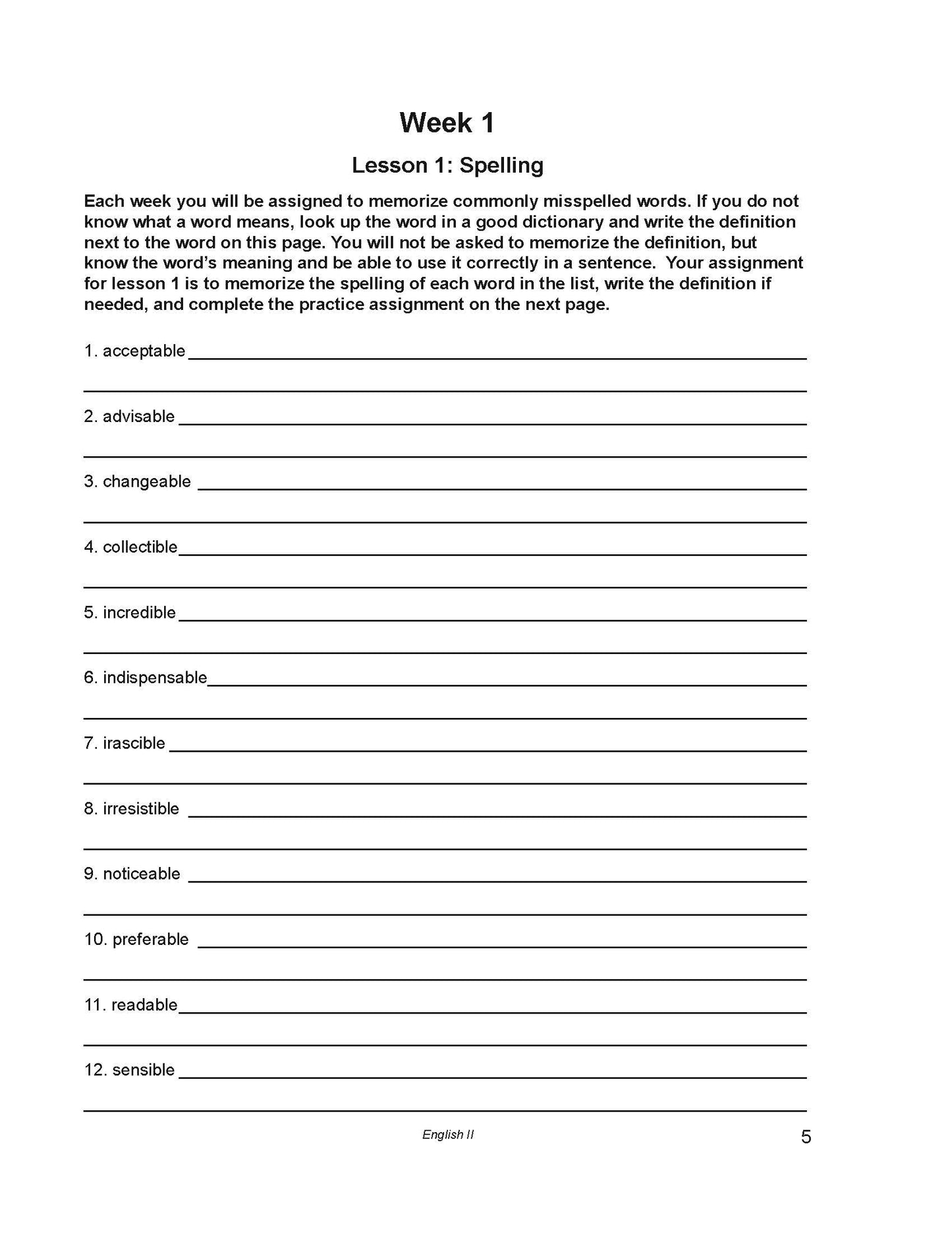 English Grade 10 - English Grammar and Composition II
