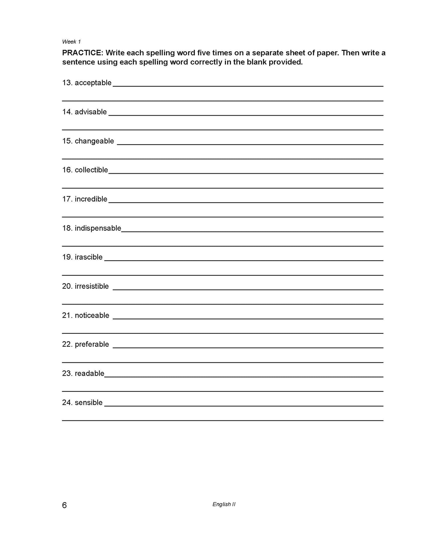 English Grade 10 - English Grammar and Composition II