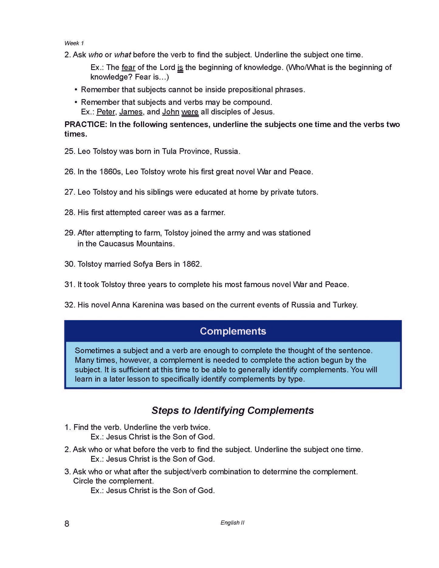 English Grade 10 - English Grammar and Composition II
