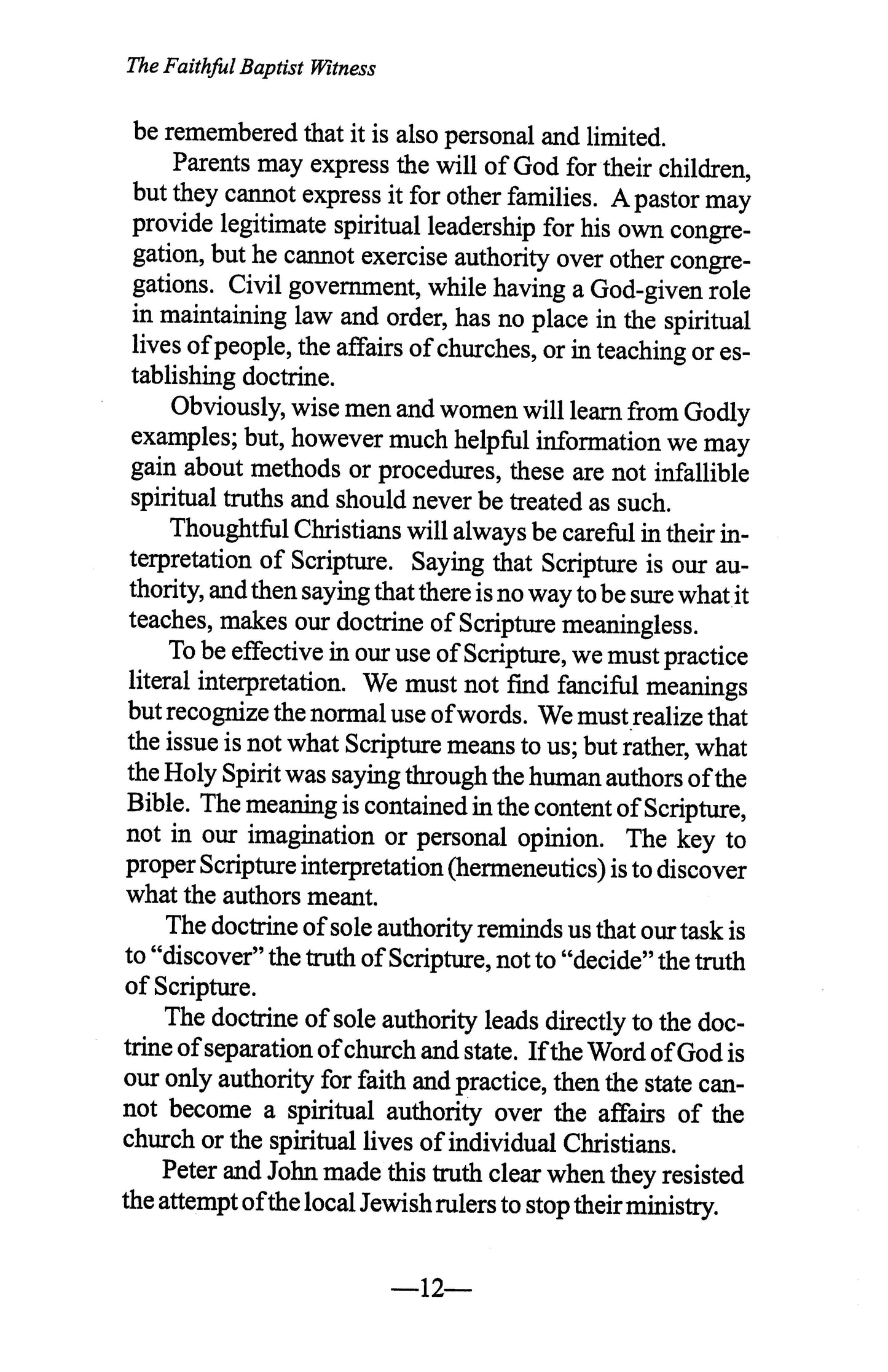 The Faithful Baptist Witness
