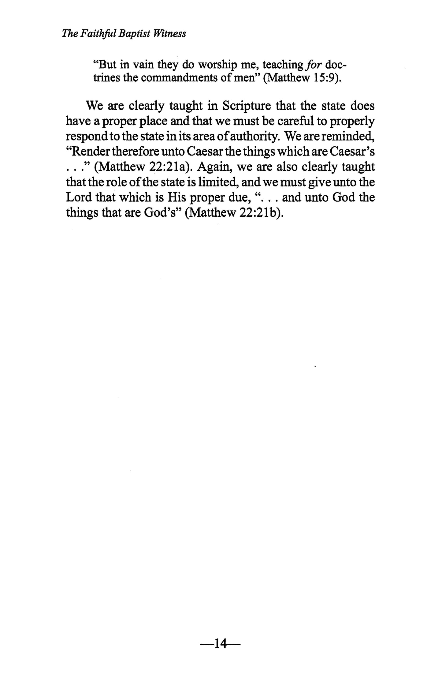 The Faithful Baptist Witness
