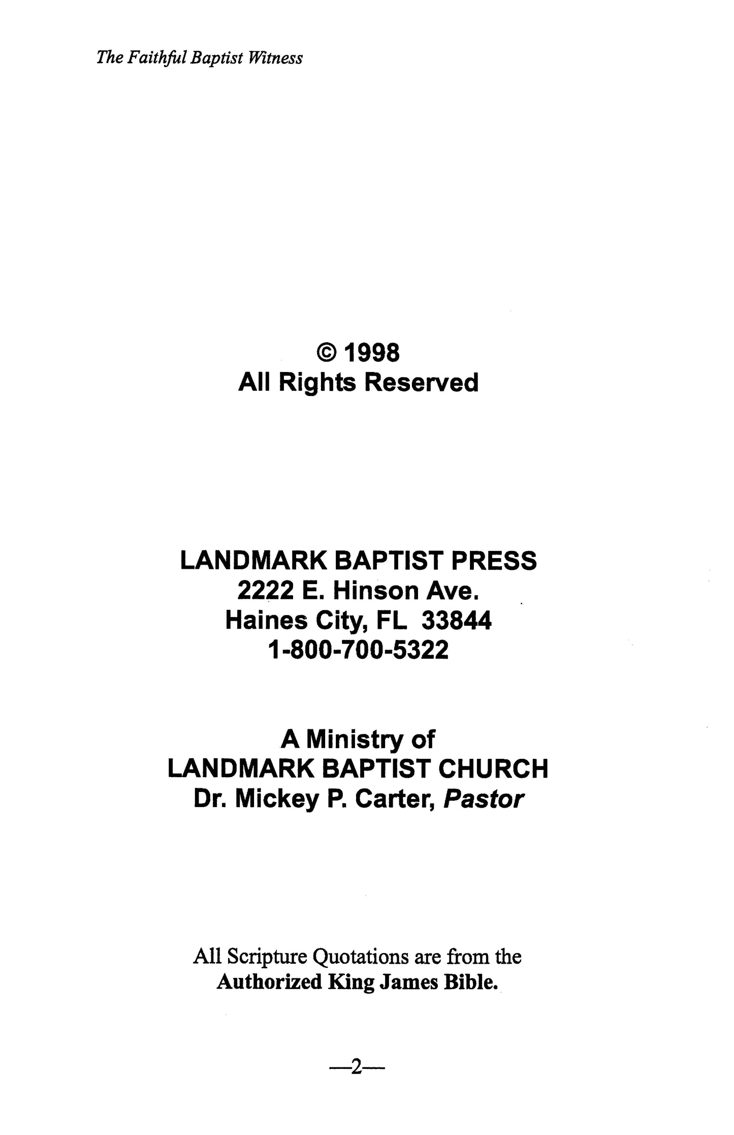 The Faithful Baptist Witness