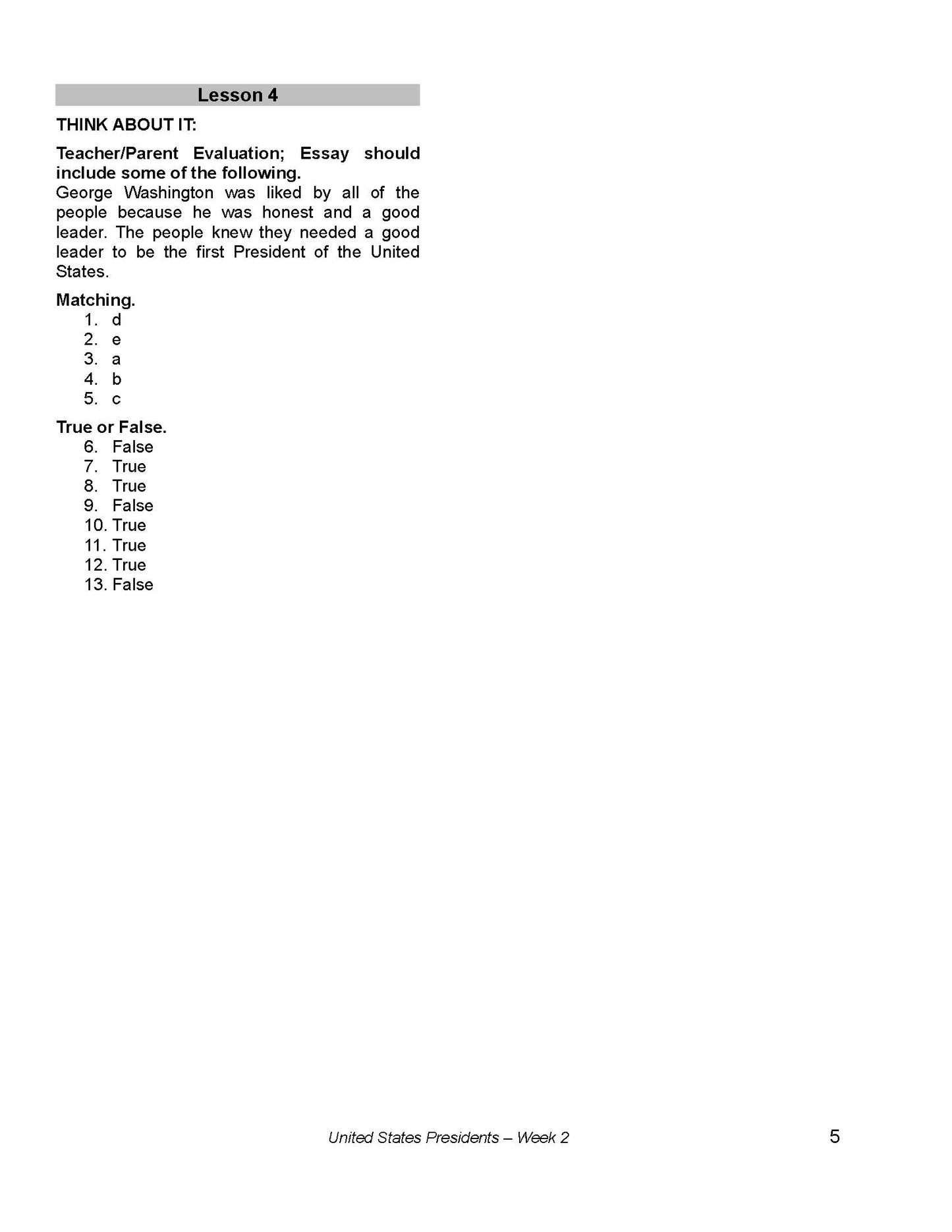 History Grade 02 - The U.S. Presidents