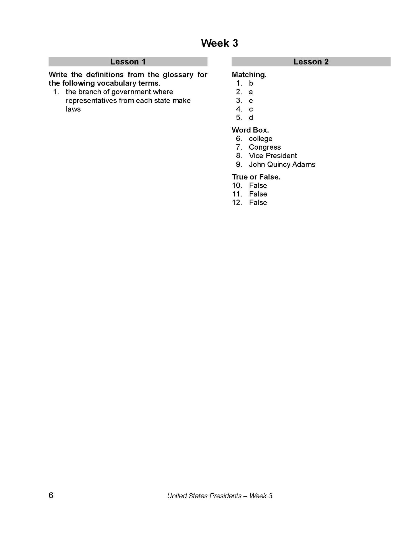 History Grade 02 - The U.S. Presidents