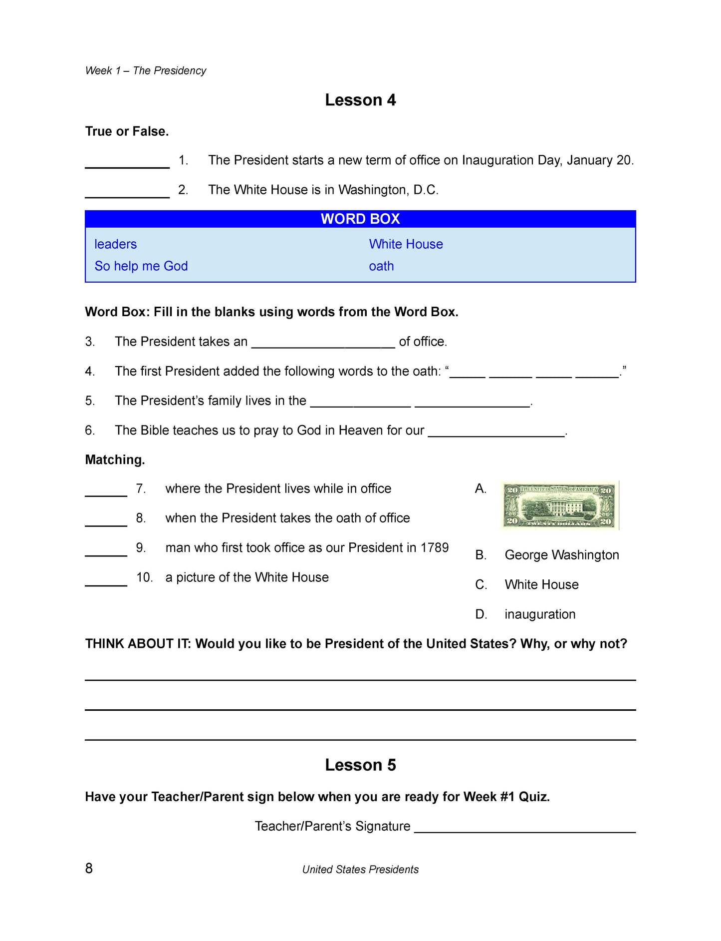 History Grade 02 - The U.S. Presidents