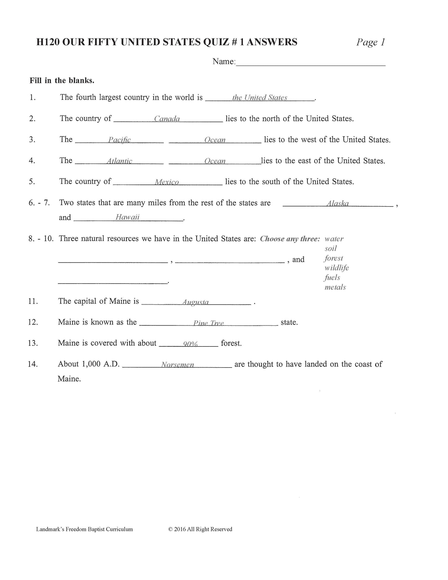 History Grade 04 - Our Fifty United States