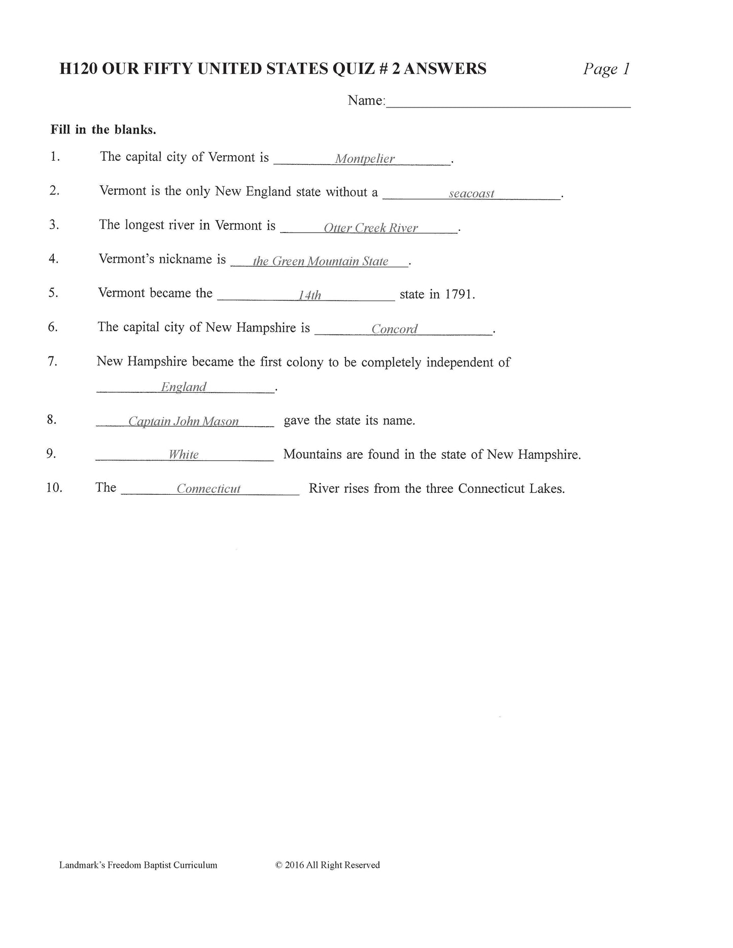 History Grade 04 - Our Fifty United States