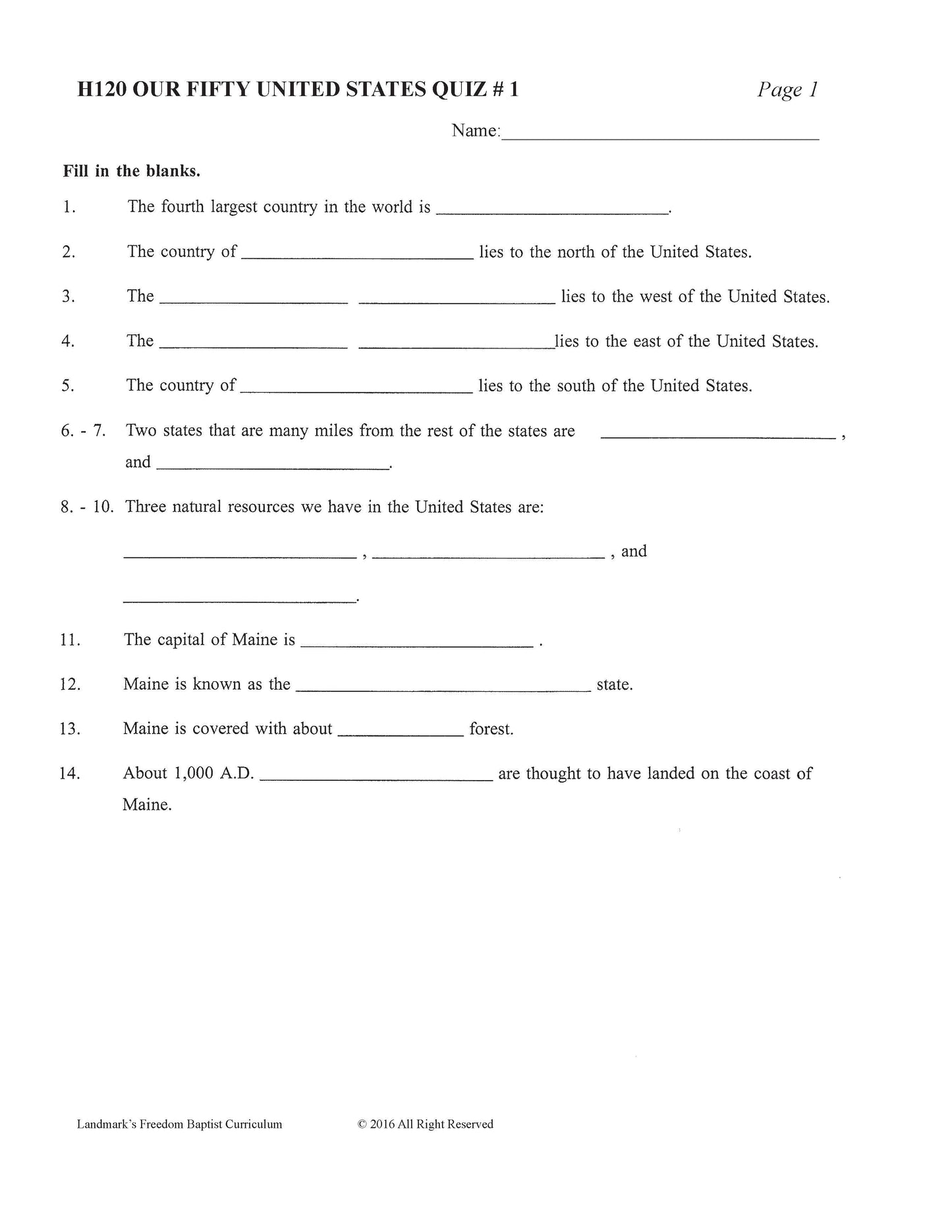 History Grade 04 - Our Fifty United States