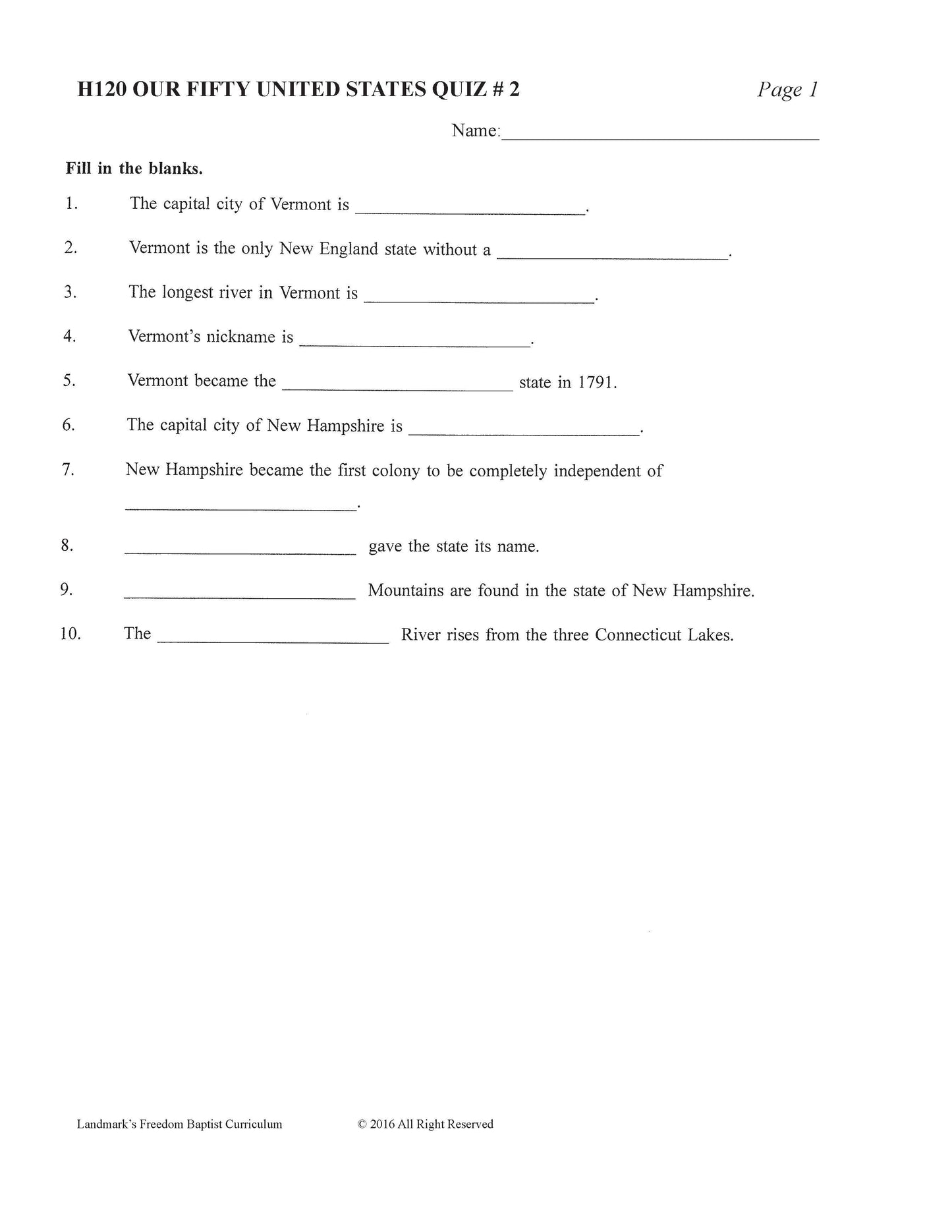 History Grade 04 - Our Fifty United States