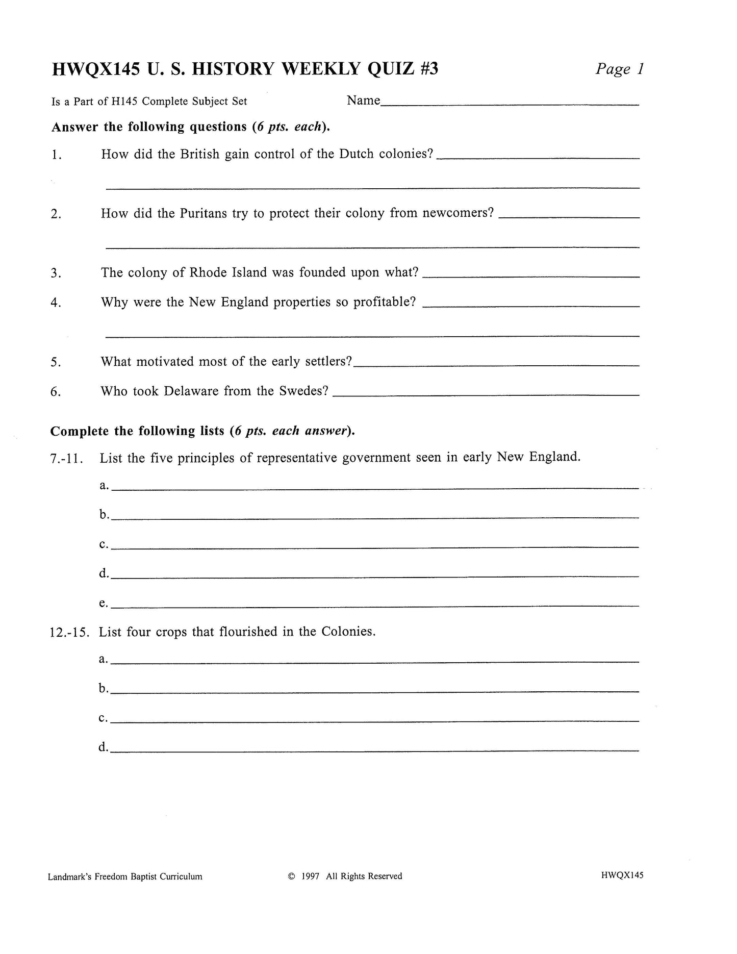 History Grade 09 - U.S. History